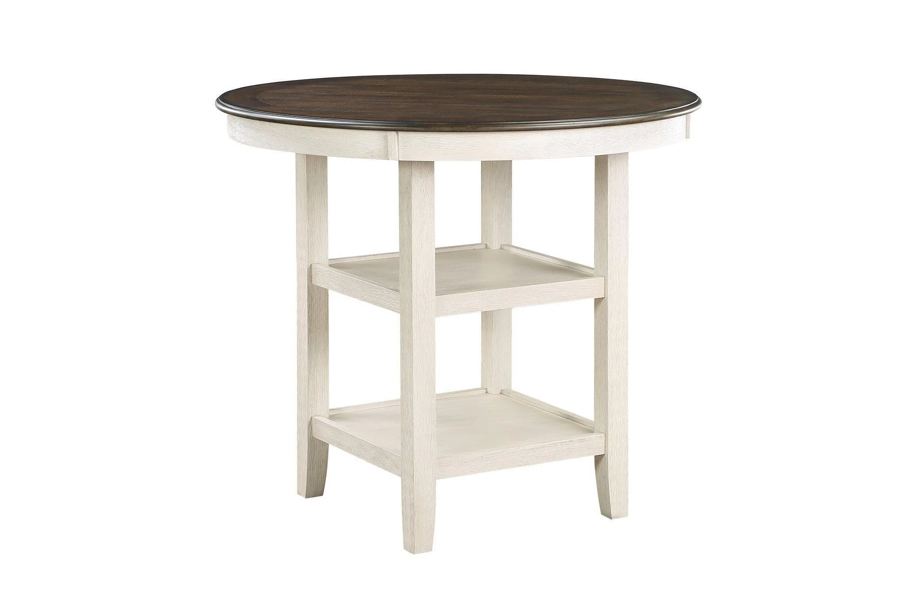 Asher Antique White Light Brown Fabric Round Counter Height Set - Image 3