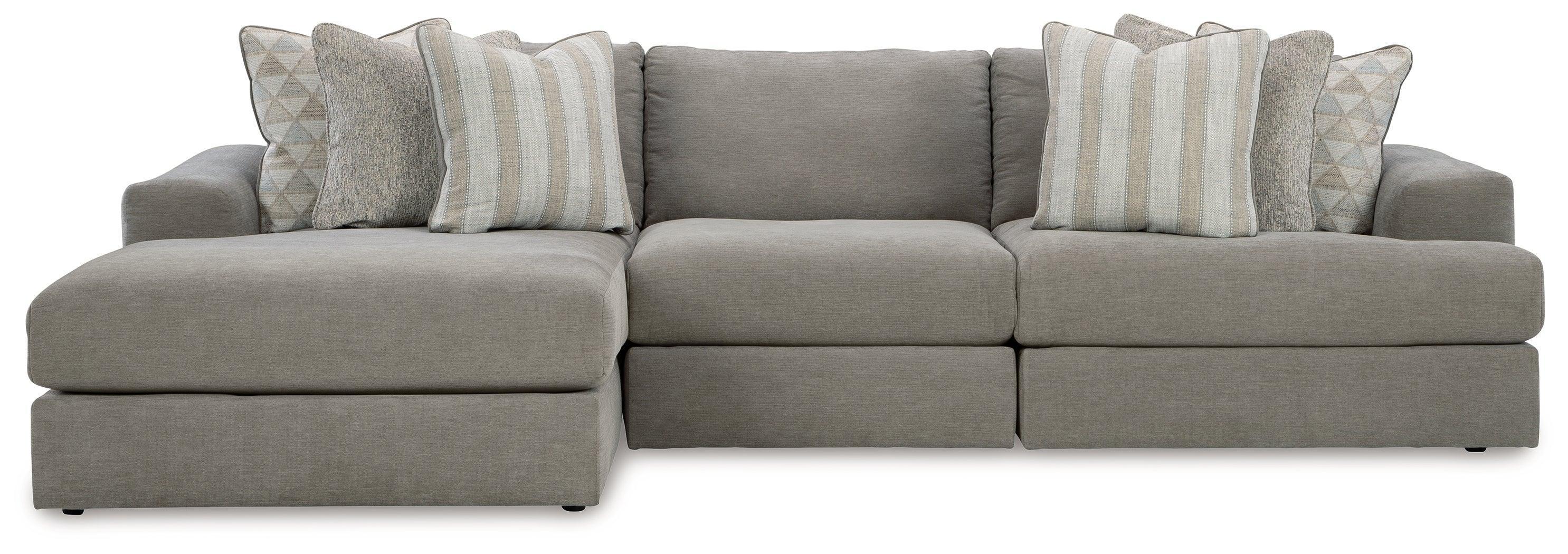 Avaliyah Ash Chenille 3-Piece Sectional With Chaise - Image 2