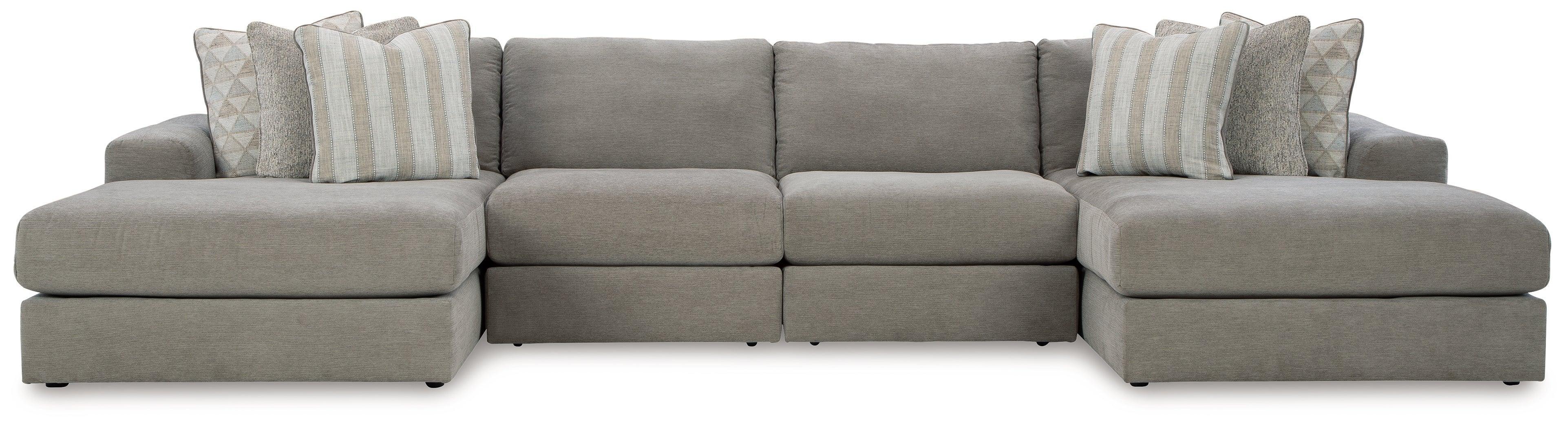 Avaliyah Ash Chenille 4-Piece Double Chaise Sectional - Image 2