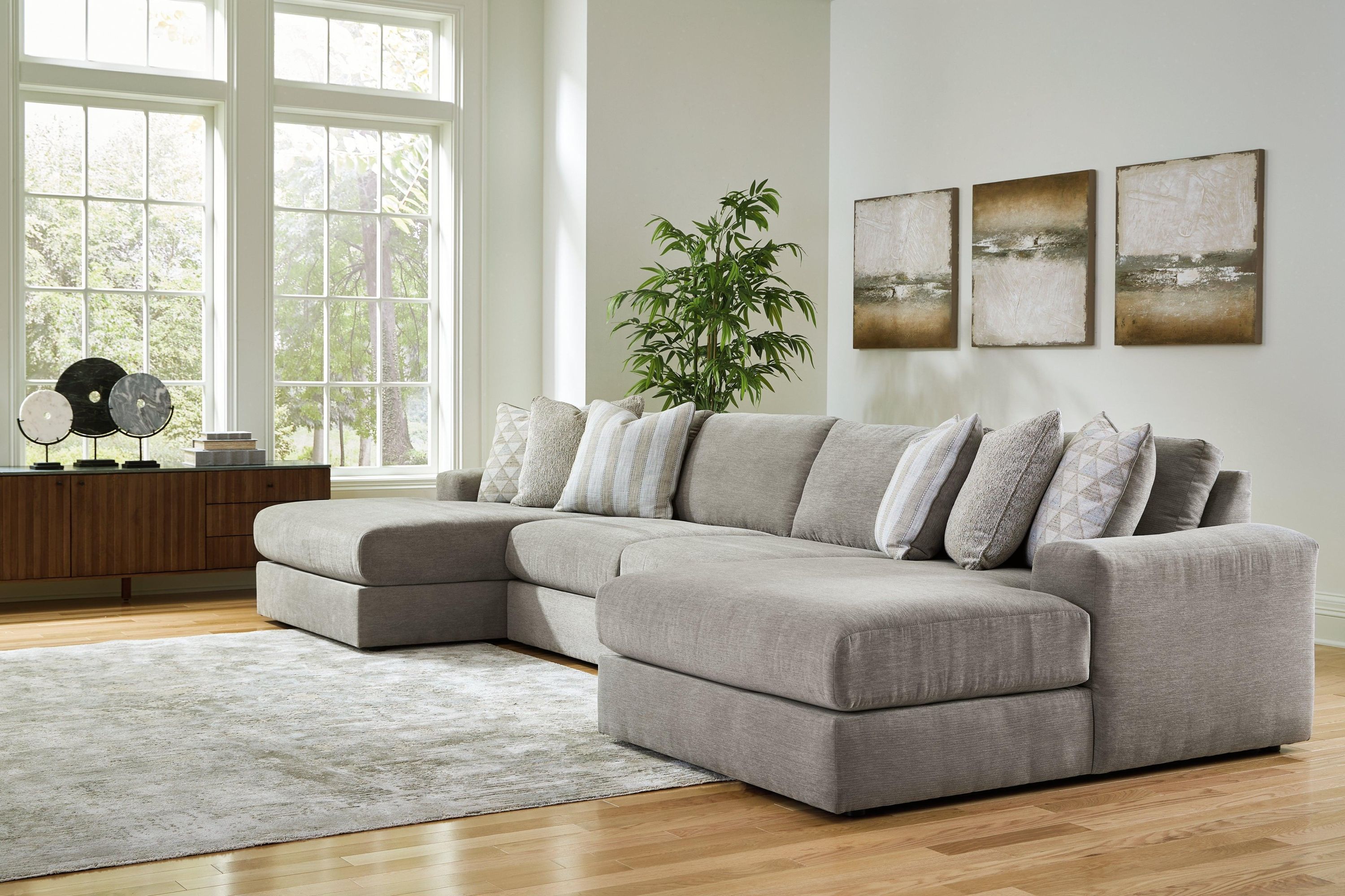 Avaliyah Ash Chenille 4-Piece Double Chaise Sectional - Image 3