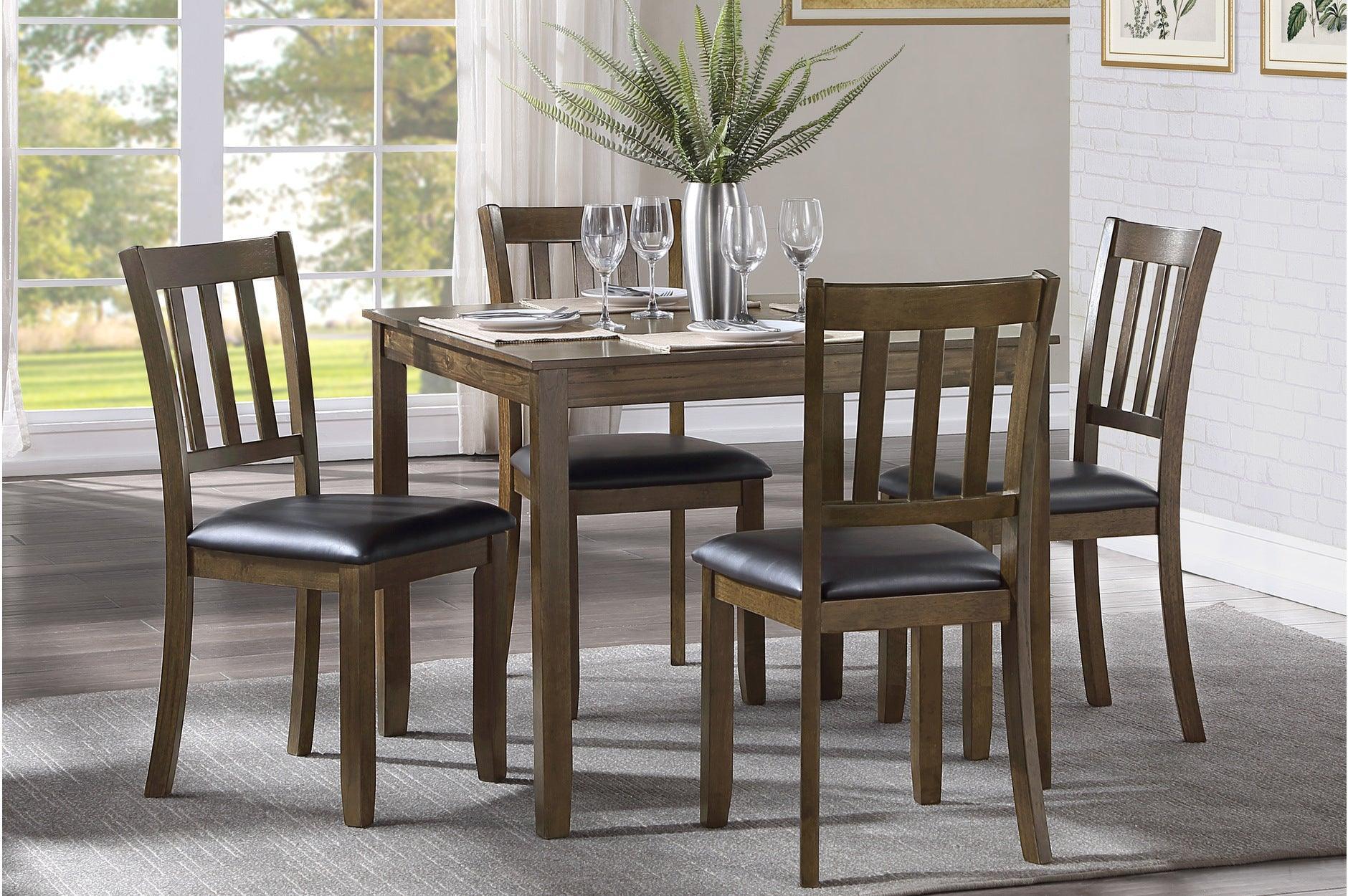 Faust Charcoal Brown Faux Leather Square Dining Room Set - Image 1
