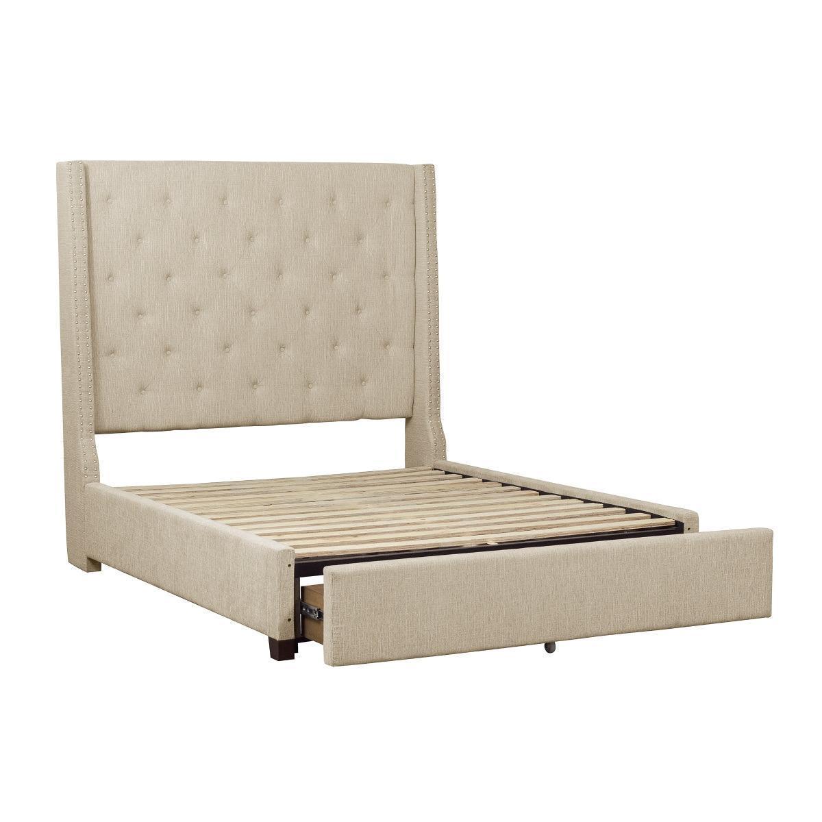 Fairborn Beige Upholstered Storage Platform King Bed - Image 2