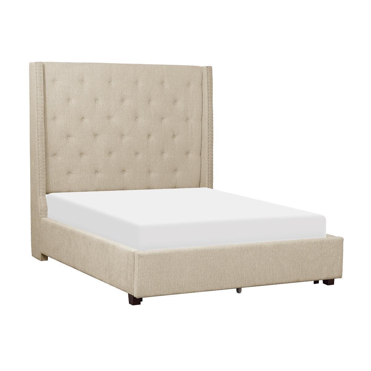 Fairborn Beige Upholstered Storage Platform King Bed - Image 3