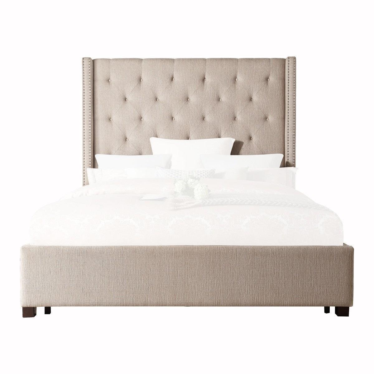 Fairborn Beige Fabric Tufted Platform Full Bed - Image 1