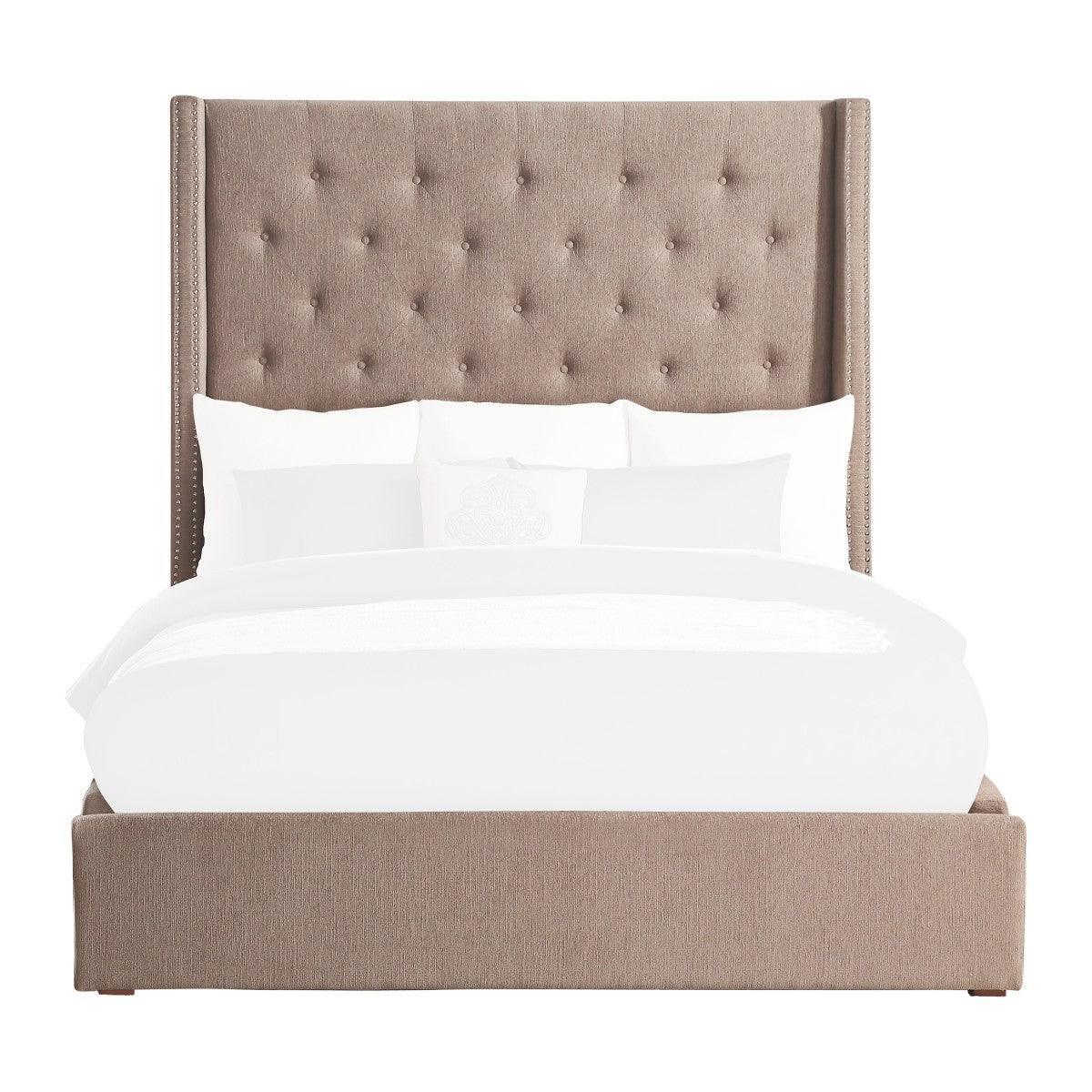 Fairborn Brown Fabric Tufted Platform Full Bed - Image 1