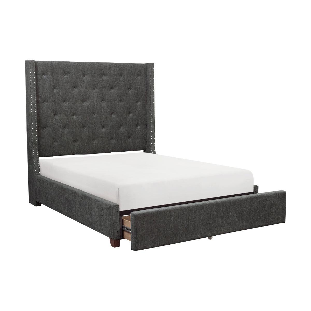 Fairborn Gray Upholstered Storage Platform King Bed - Image 1