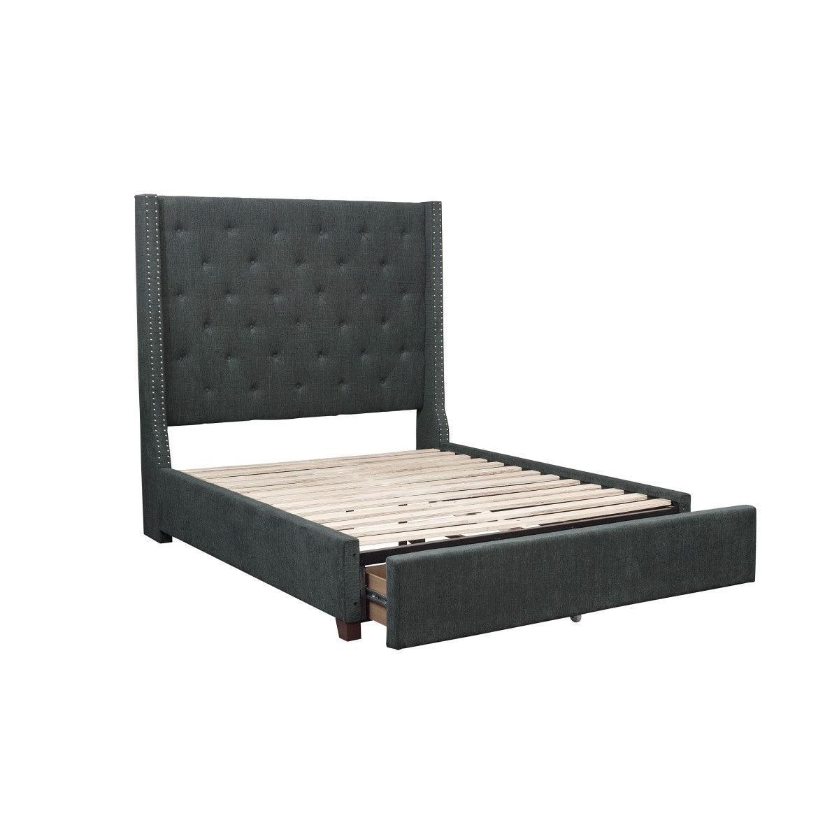 Fairborn Dark Gray Fabric Tufted Platform Storage Full Bed - Image 2