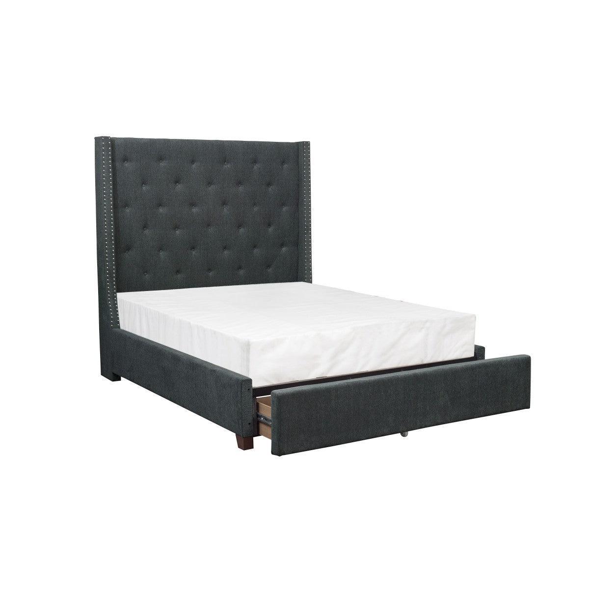Fairborn Dark Gray Fabric Tufted Platform Storage Full Bed
