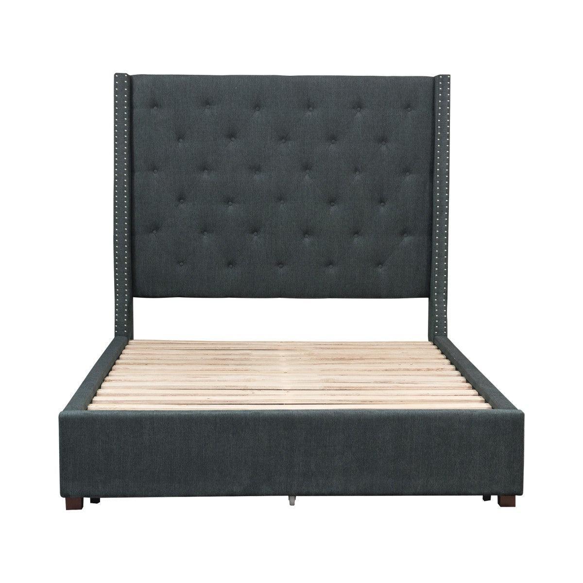 Fairborn Gray Fabric Tufted Platform Queen Bed - Image 1
