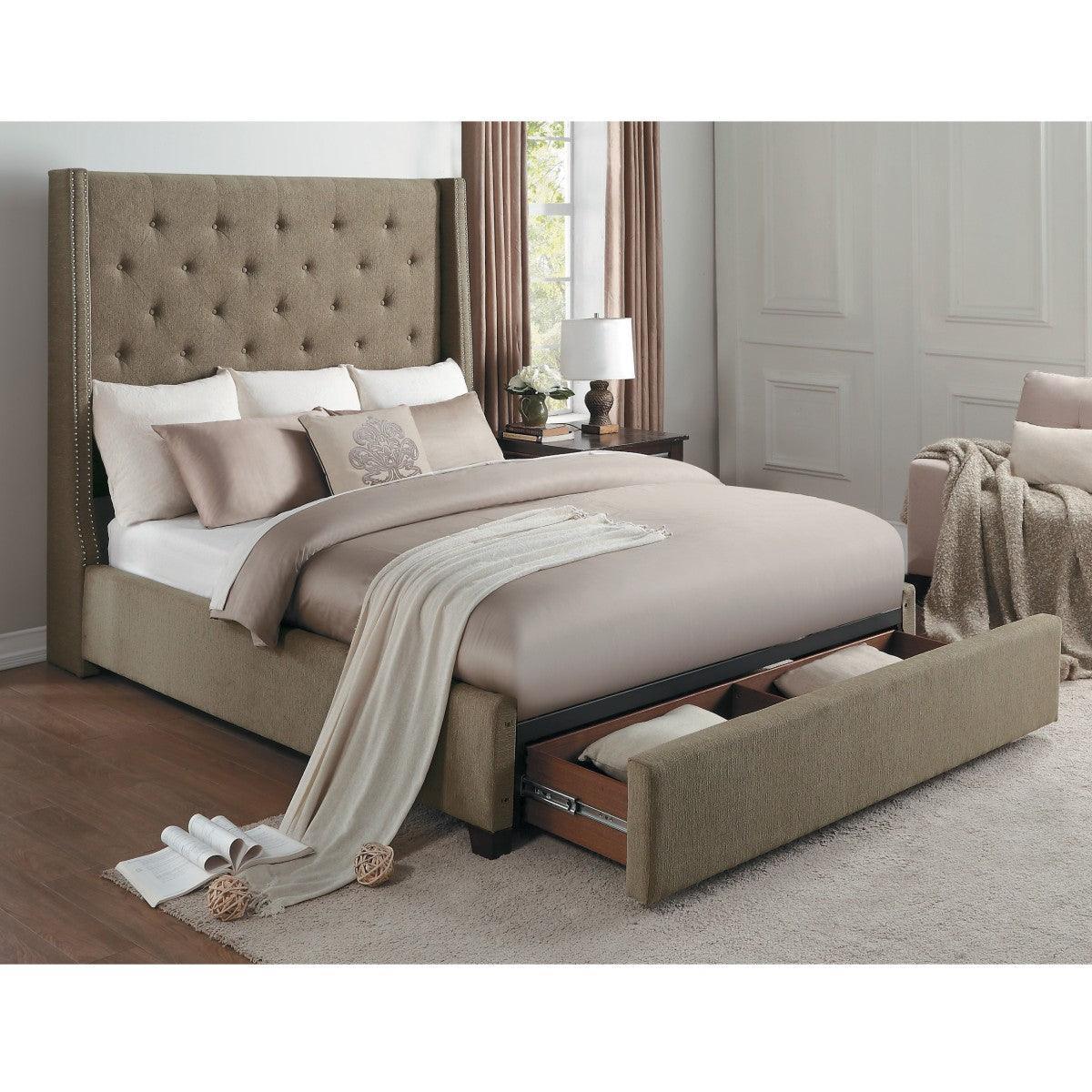 Fairborn Brown Fabric Tufted Storage Platform King Bed - Image 2