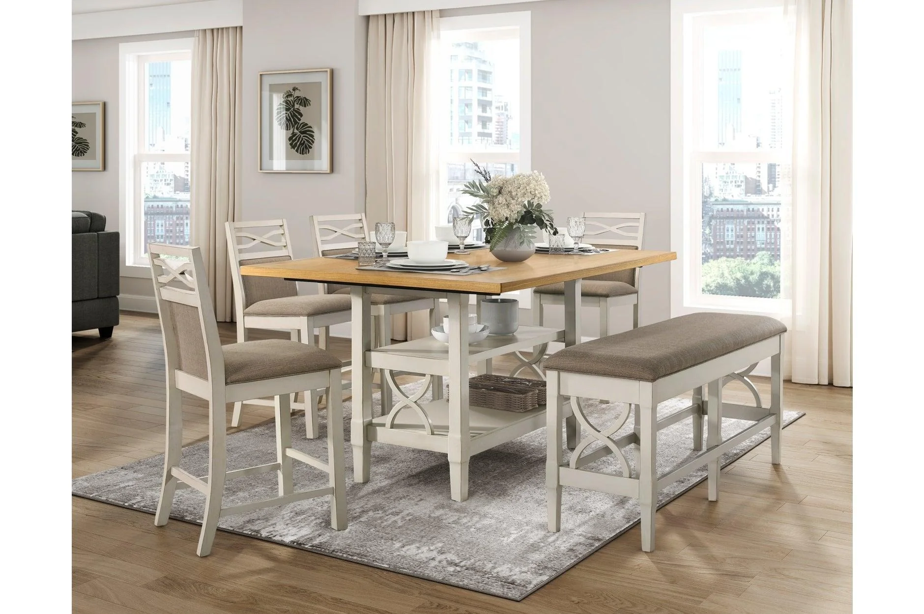 Stowe White Gray Dining Room Set - Image 2