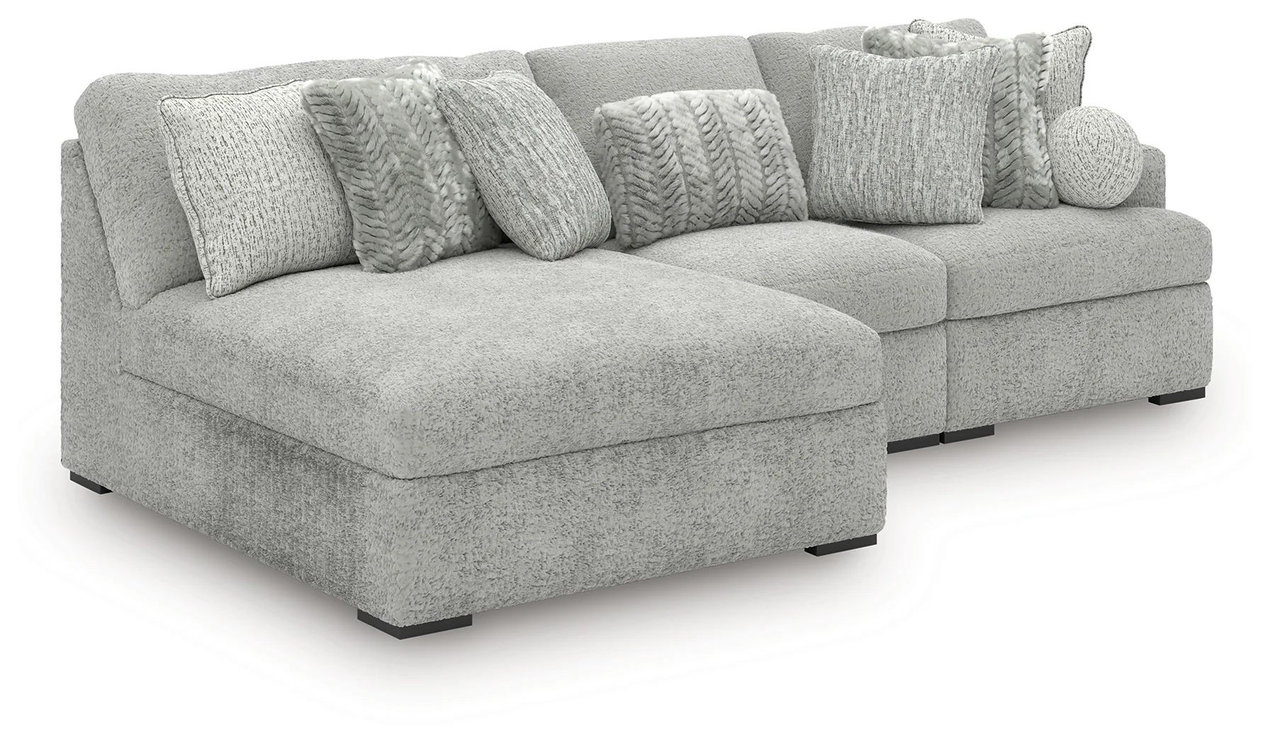 Cuddle Plush Arctic Chenille,Velvet 3-Piece Sectional with Chaise - Image 1