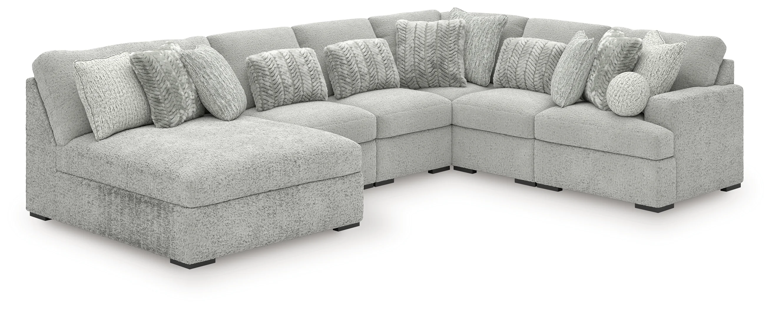 Cuddle Plush Arctic Chenille,Velvet 6-Piece Sectional with Chaise - Image 2