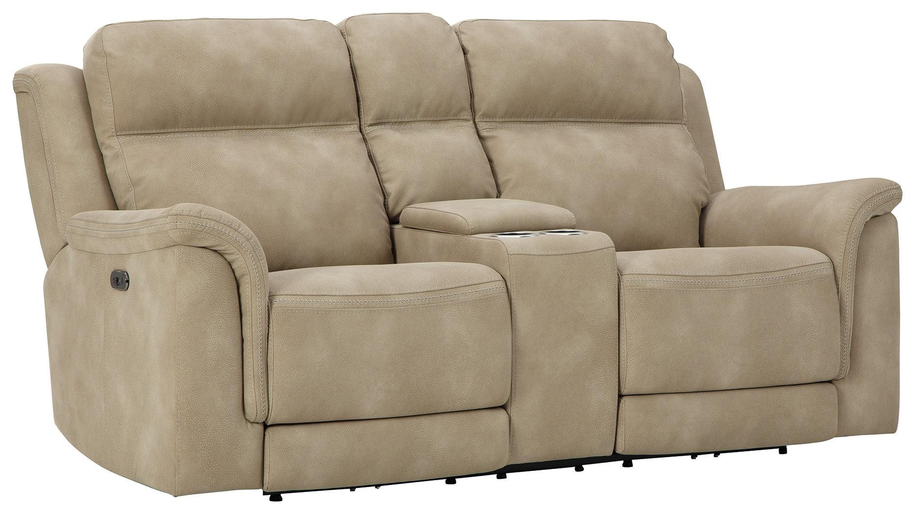 Next-Gen Durapella Sand Microfiber Power Reclining Loveseat With Console - Image 2