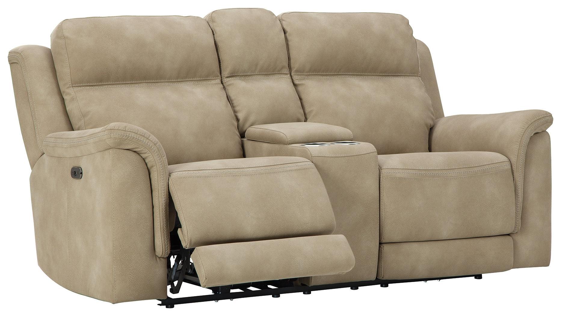 Next-Gen Durapella Sand Microfiber Power Reclining Loveseat With Console - Image 3
