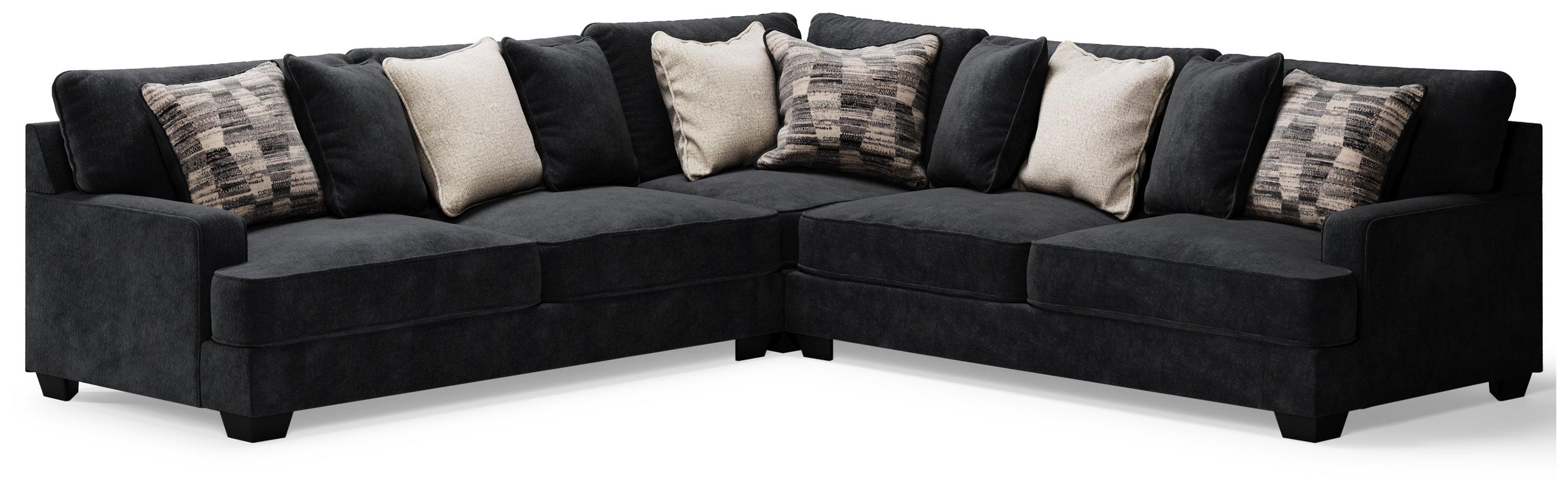 Lavernett Charcoal Chenille 3-Piece Sectional - Image 2