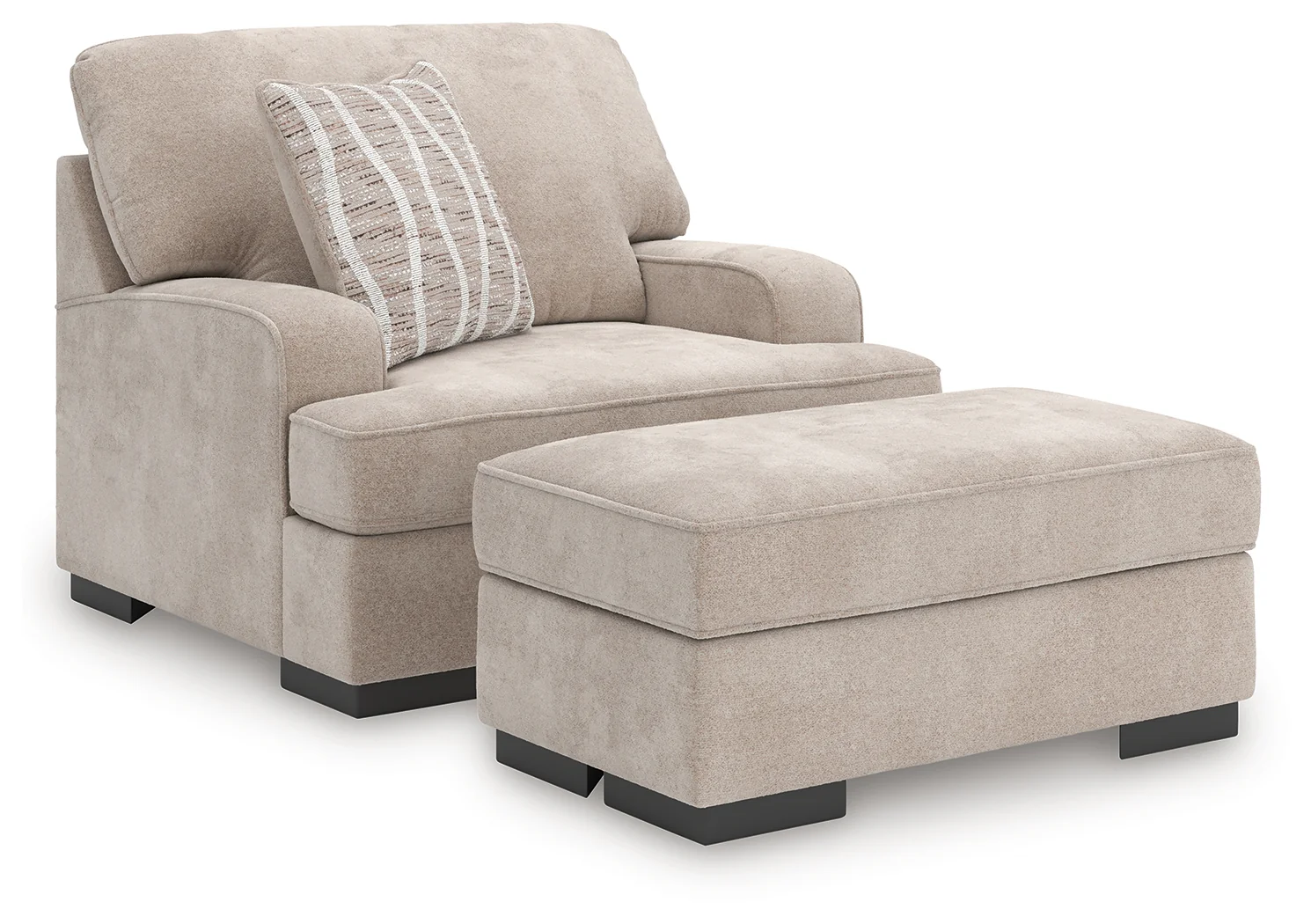 High Taupe Profile Chair and Ottoman - Image 2