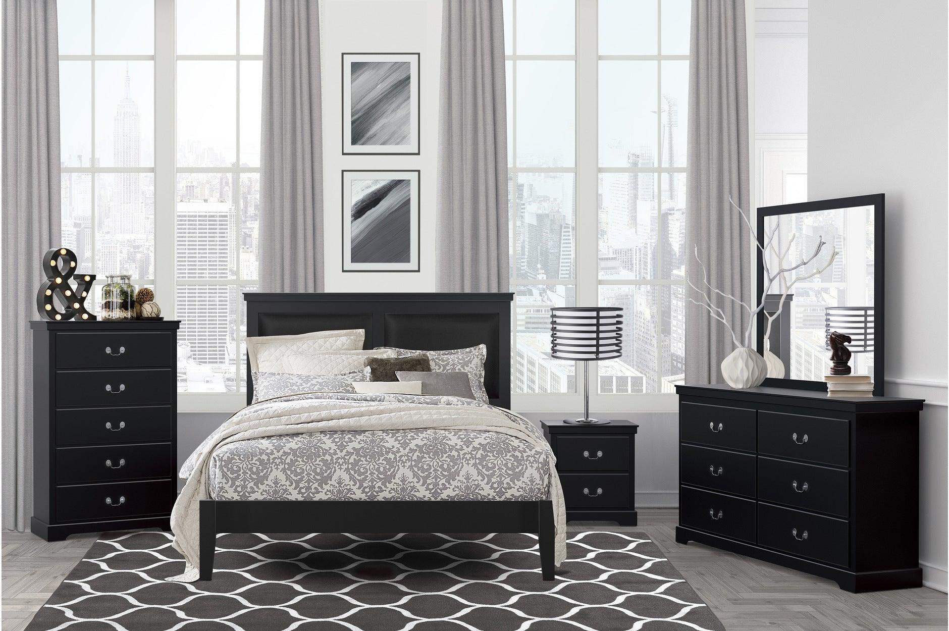 Seabright Black Faux Leather Panel Bedroom Set - Image 1