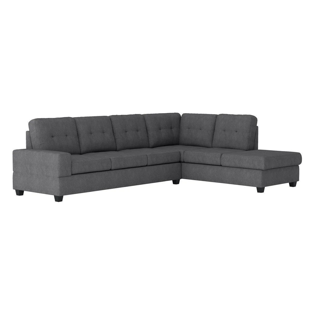Dark Gray Fabric Tufted Sectional - Image 2