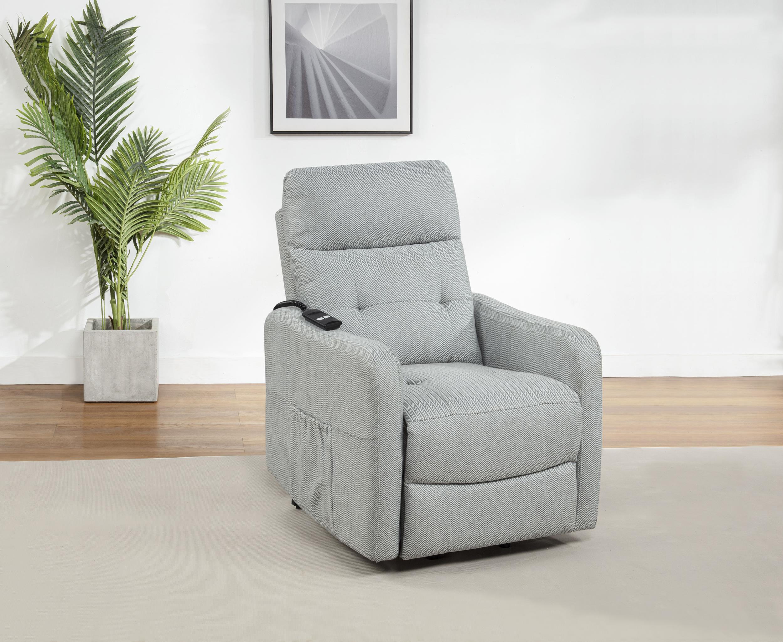 Dayes Upholstered Power Lift Recliner Chair Light Grey - Image 2