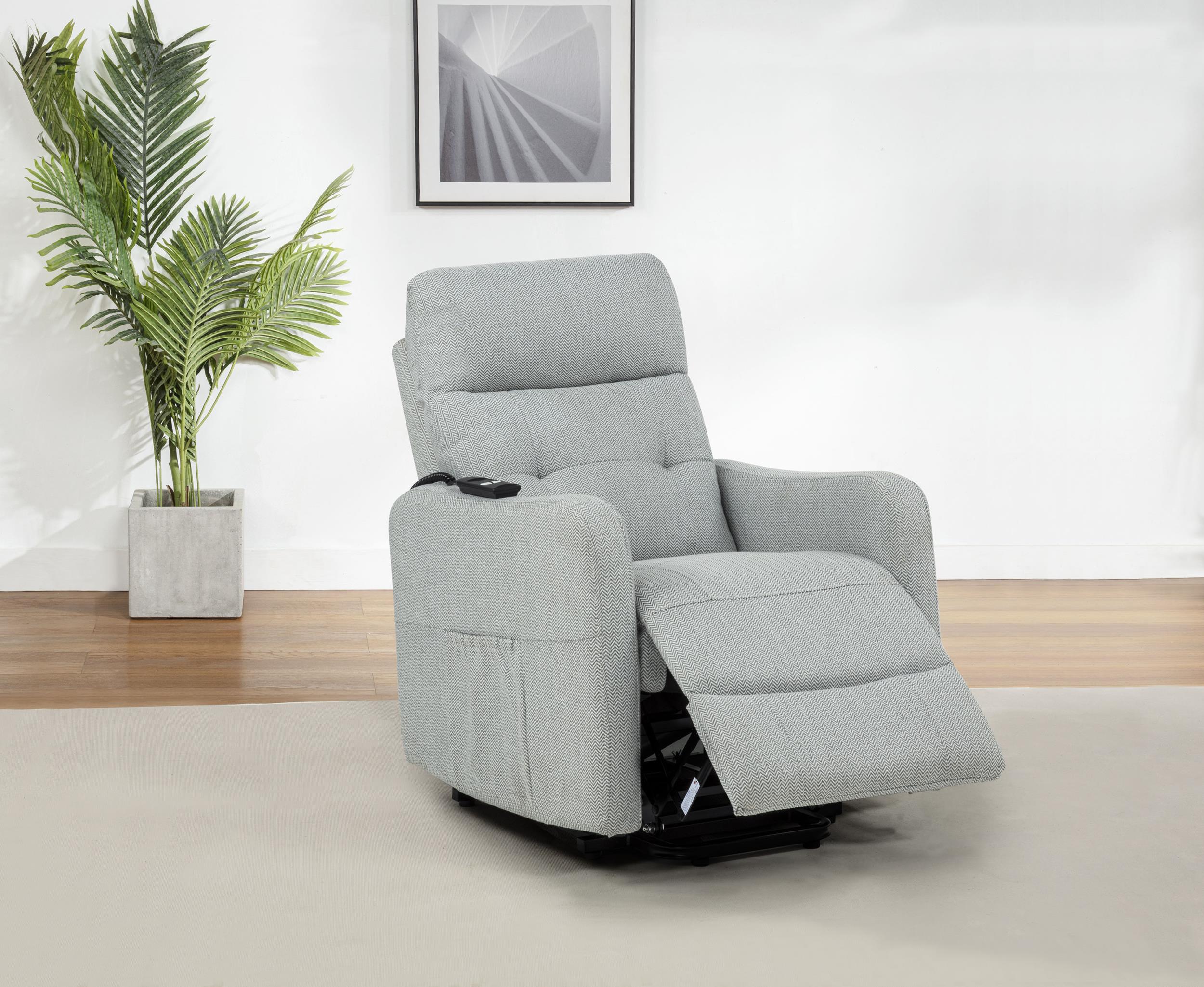 Dayes Upholstered Power Lift Recliner Chair Light Grey - Image 3