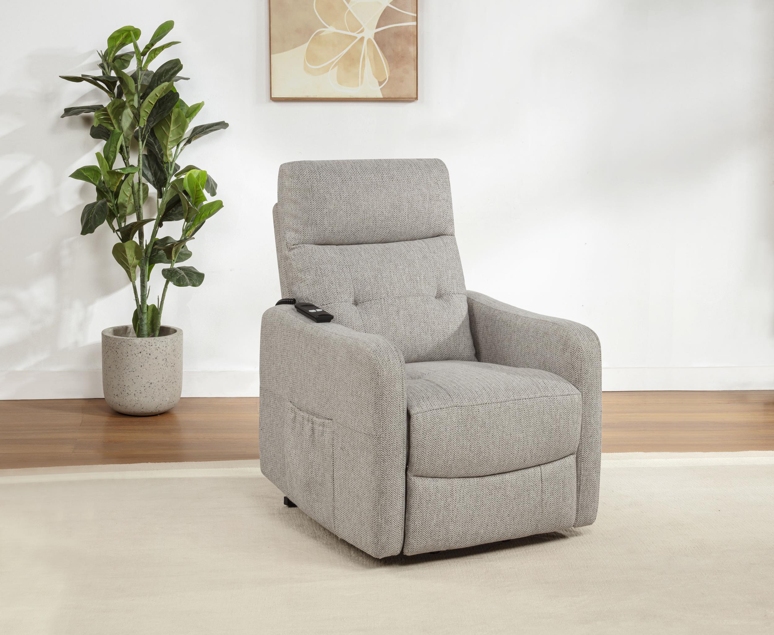 Dayes Upholstered Power Lift Recliner Chair Taupe - Image 2