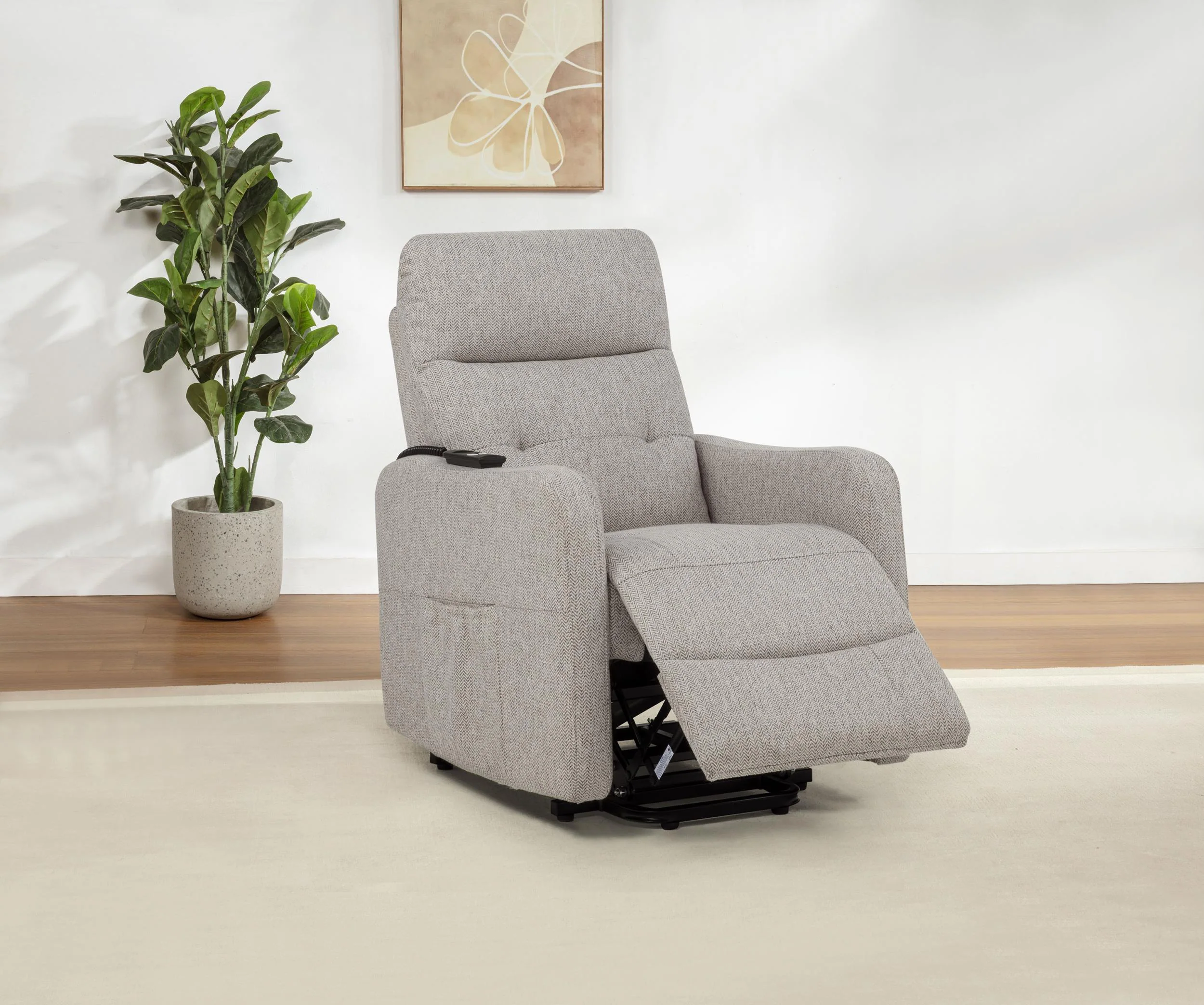 Dayes Upholstered Power Lift Recliner Chair Taupe - Image 3