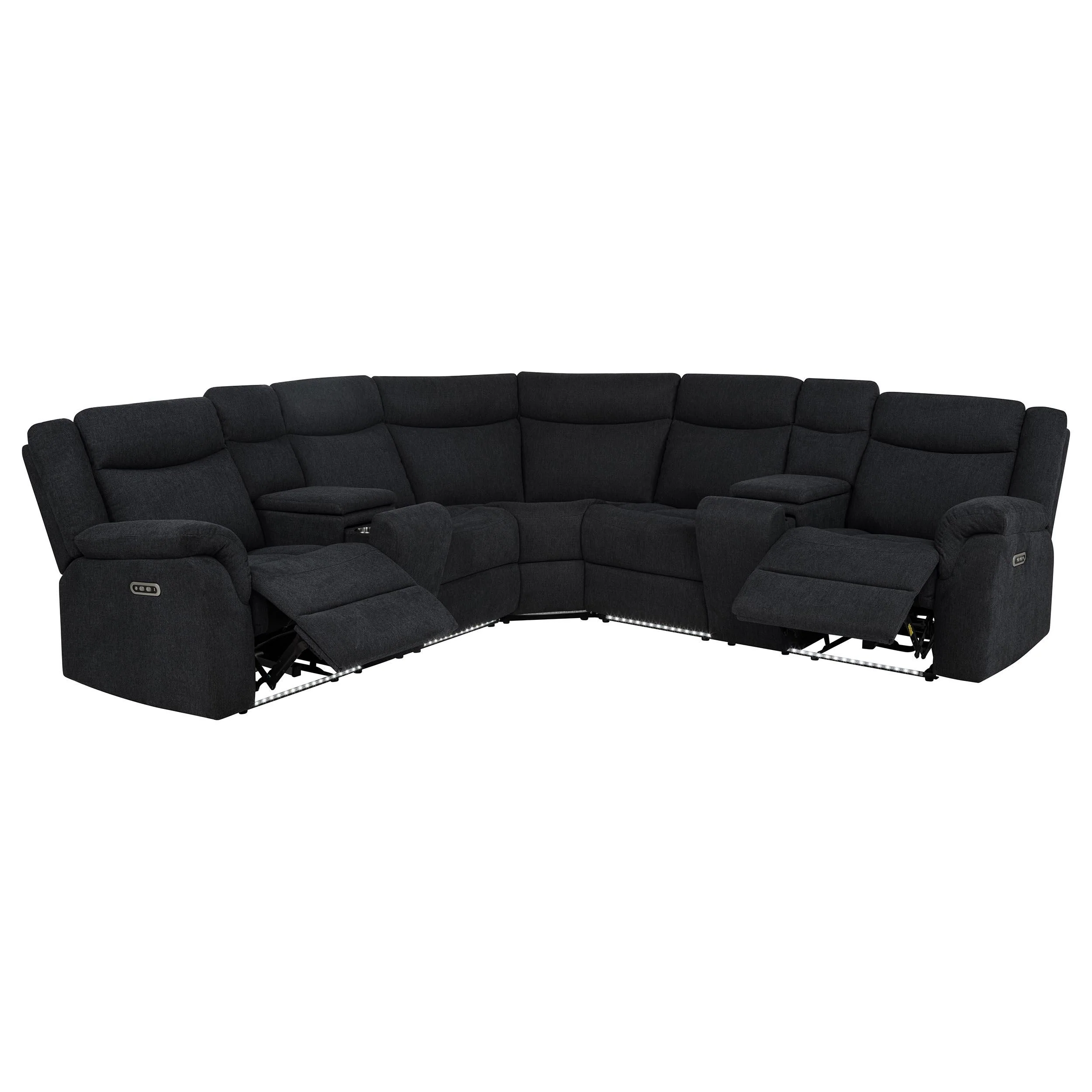Hagen Upholstered Power Reclining Sectional Sofa Steel Grey - Image 2