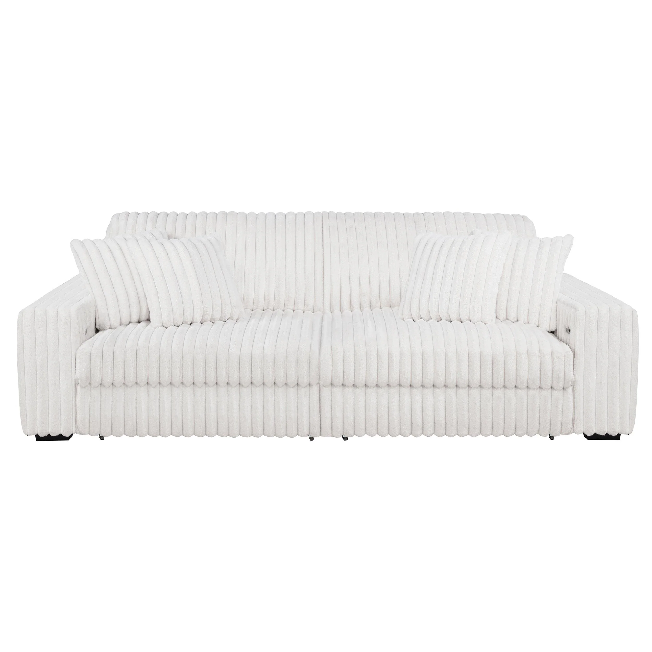 Jacana Corduroy Upholstered Dual Power Chaise Sofa Ivory - Image 3
