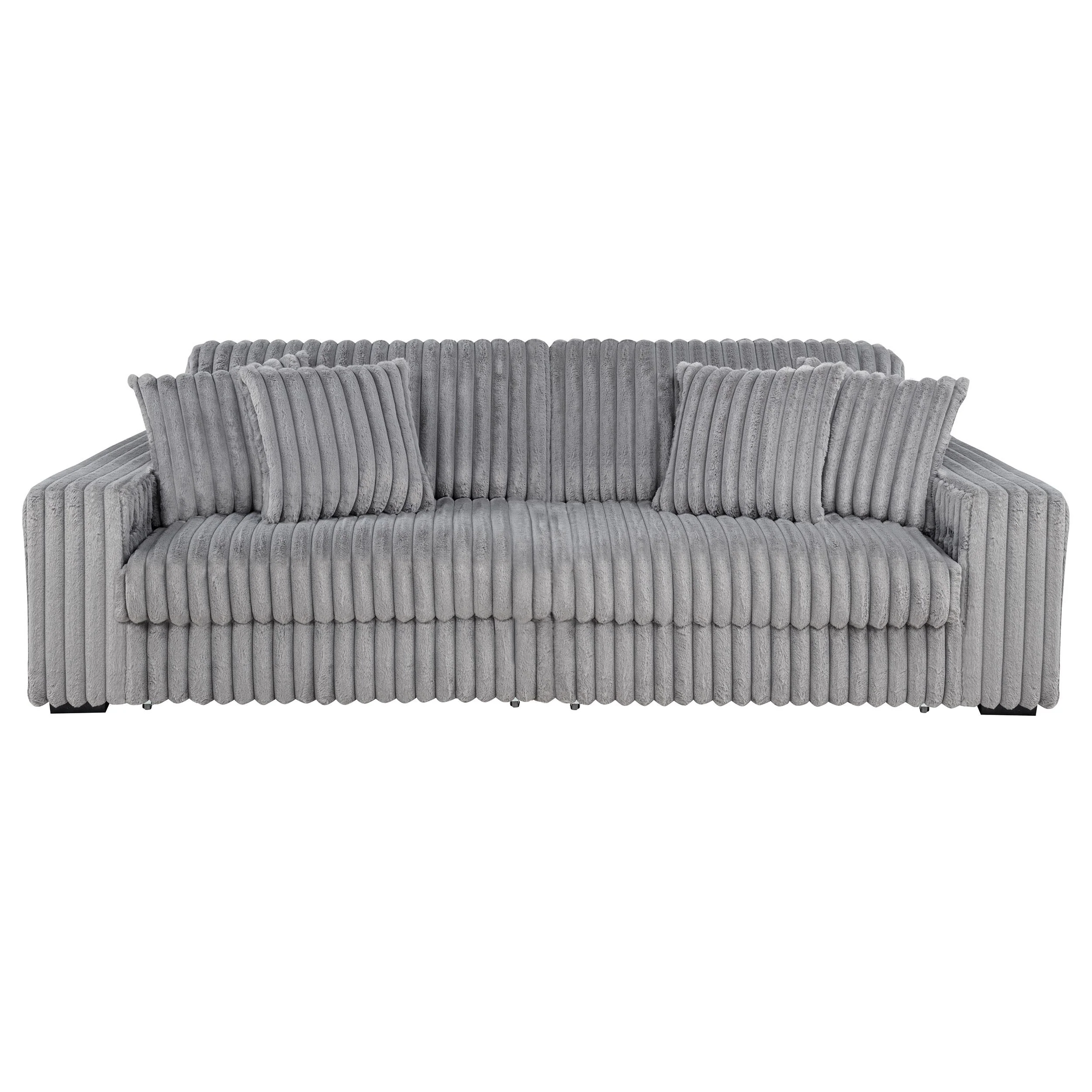 Jacana Corduroy Upholstered Dual Power Chaise Sofa Grey - Image 3
