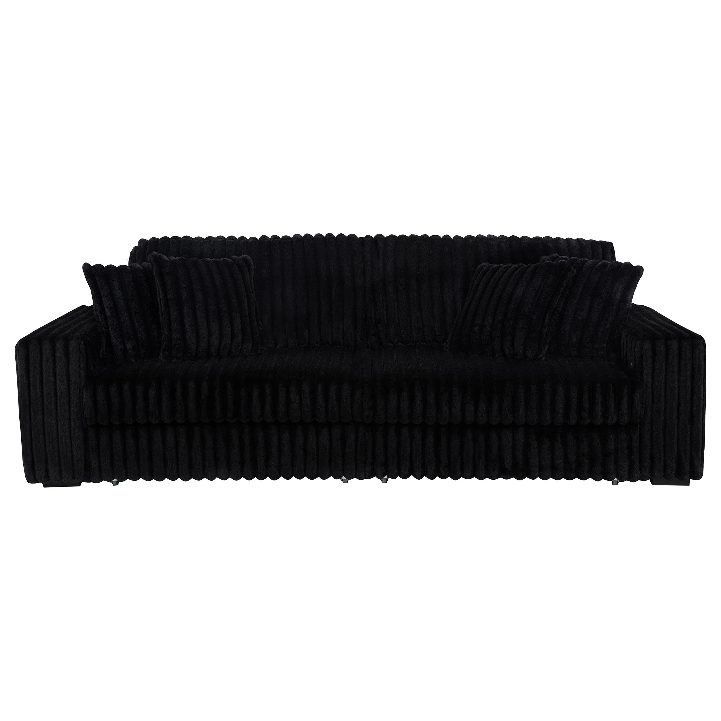 Jacana Corduroy Upholstered Dual Power Chaise Sofa Black - Image 3
