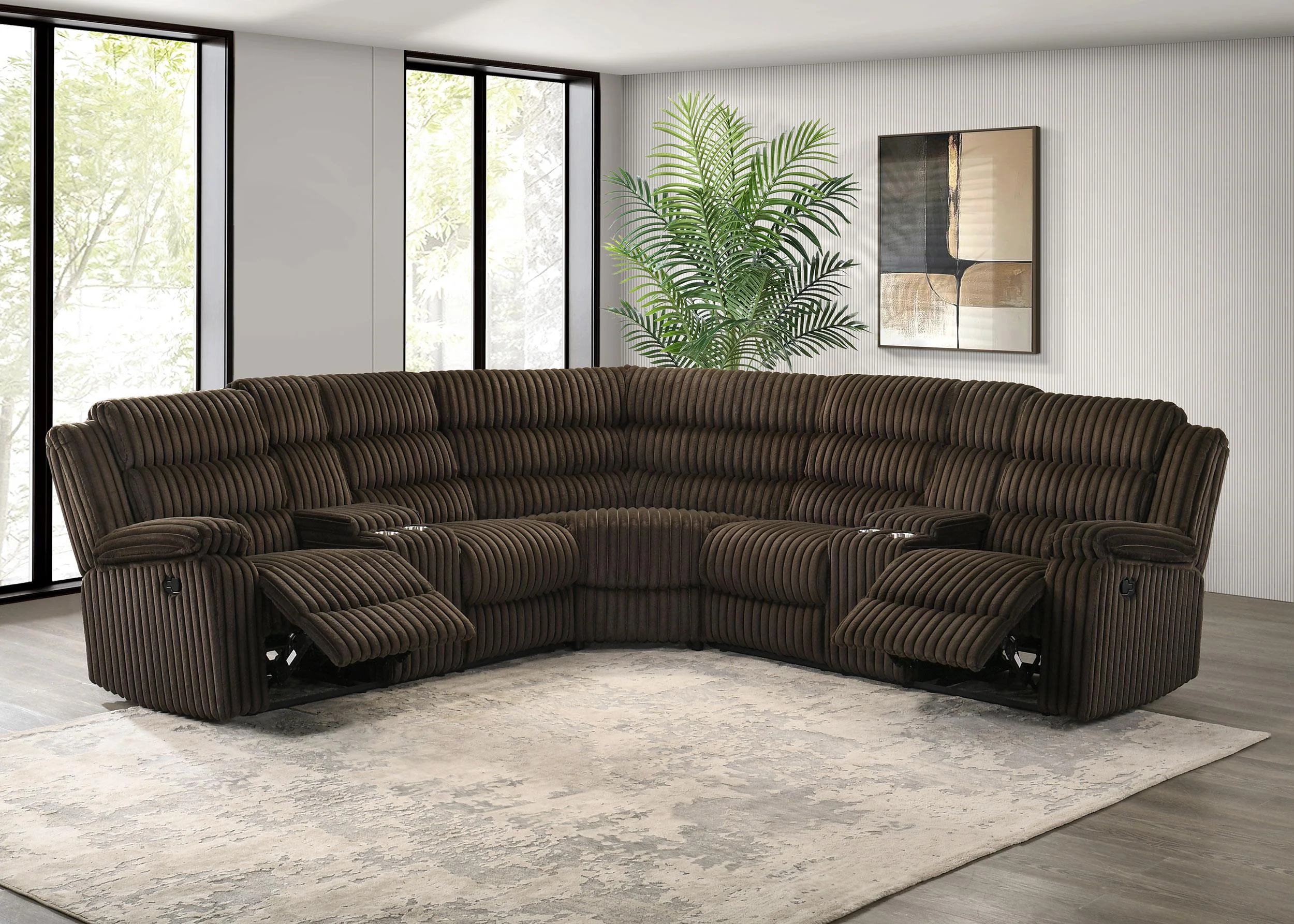 Atkinson Upholstered Reclining Sectional Sofa Chocolate - Image 2