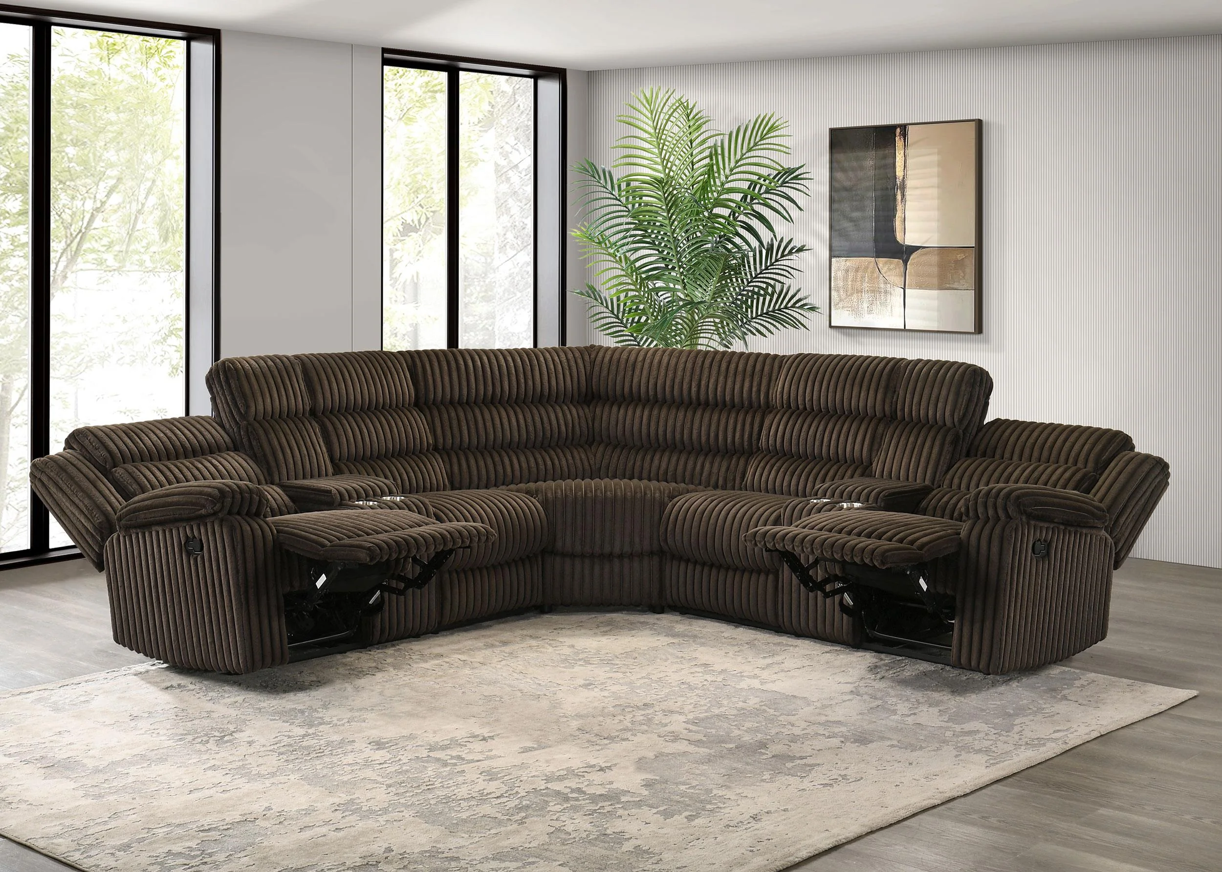 Atkinson Upholstered Reclining Sectional Sofa Chocolate - Image 3