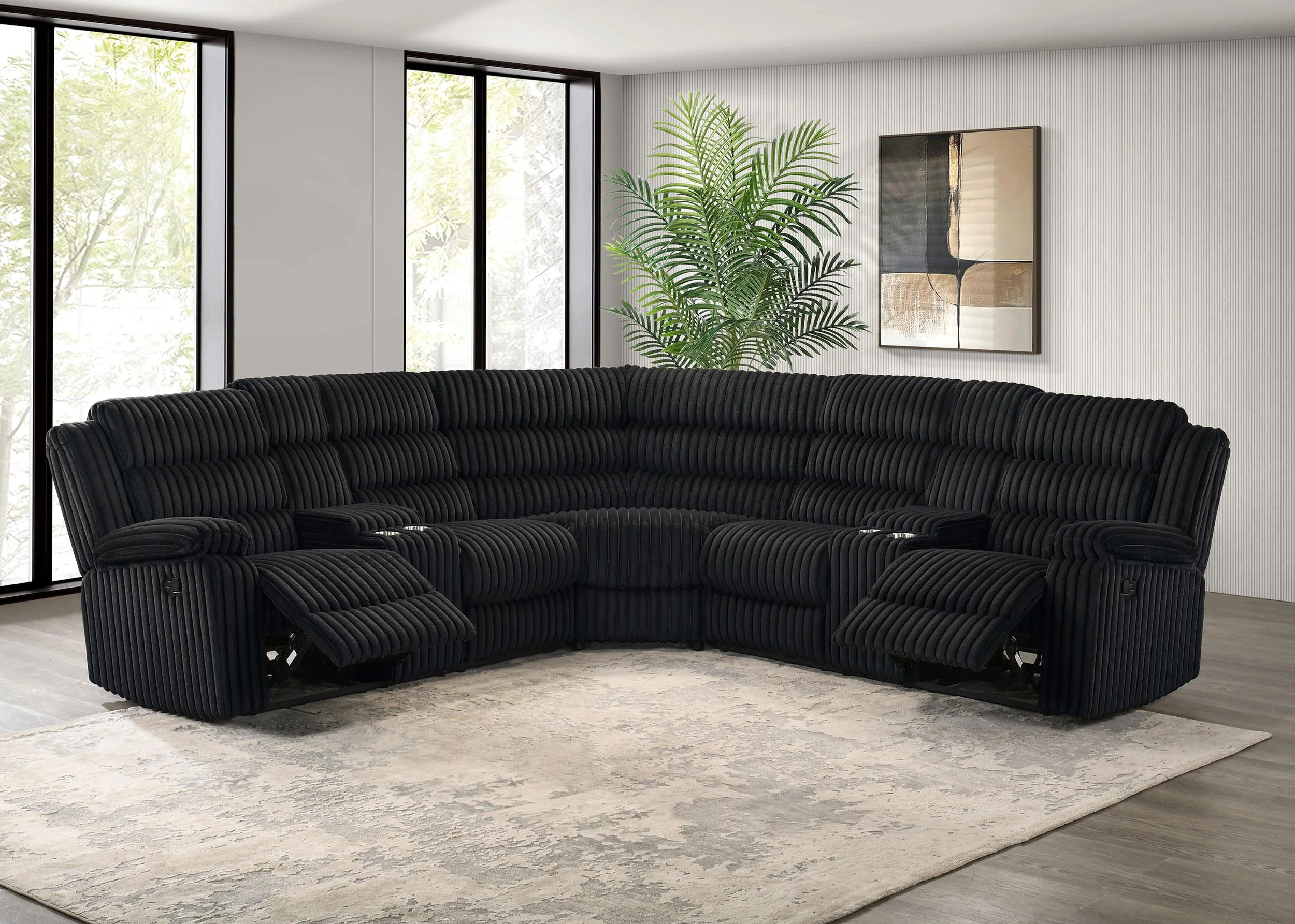 Atkinson Upholstered Reclining Sectional Sofa Black - Image 2