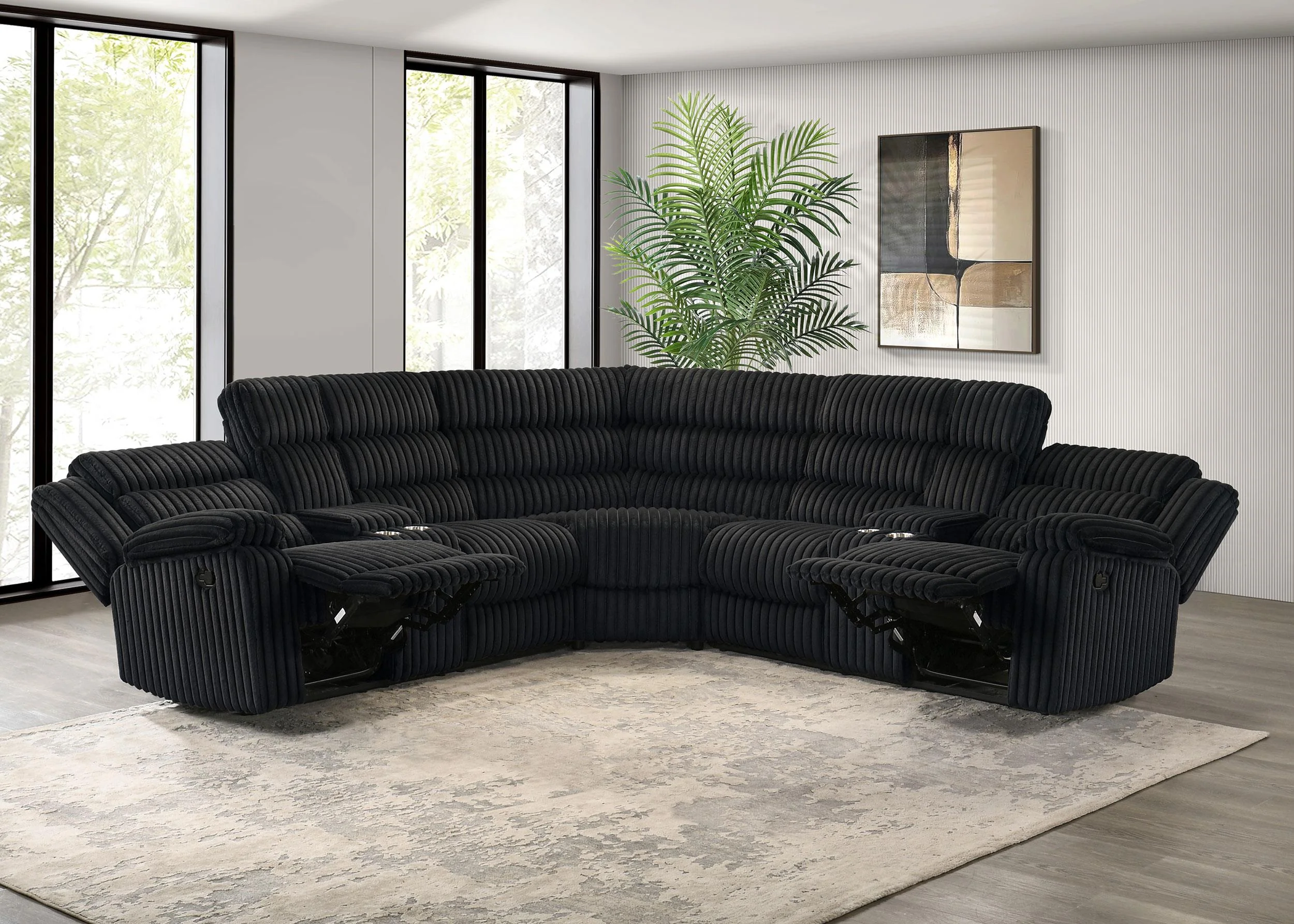 Atkinson Upholstered Reclining Sectional Sofa Black - Image 3
