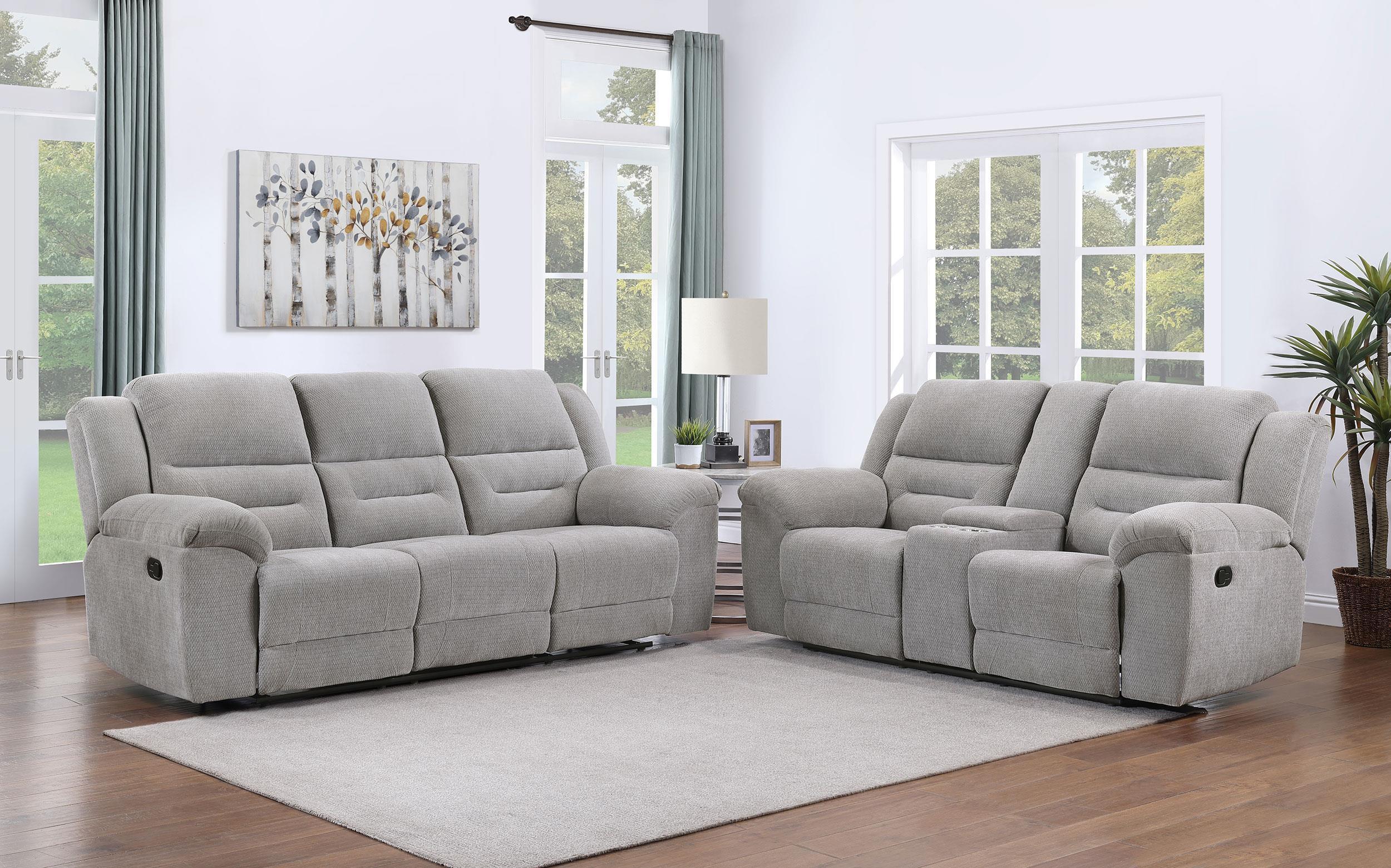 Grimm Gray Reclining Sofa Loveseat - Image 2