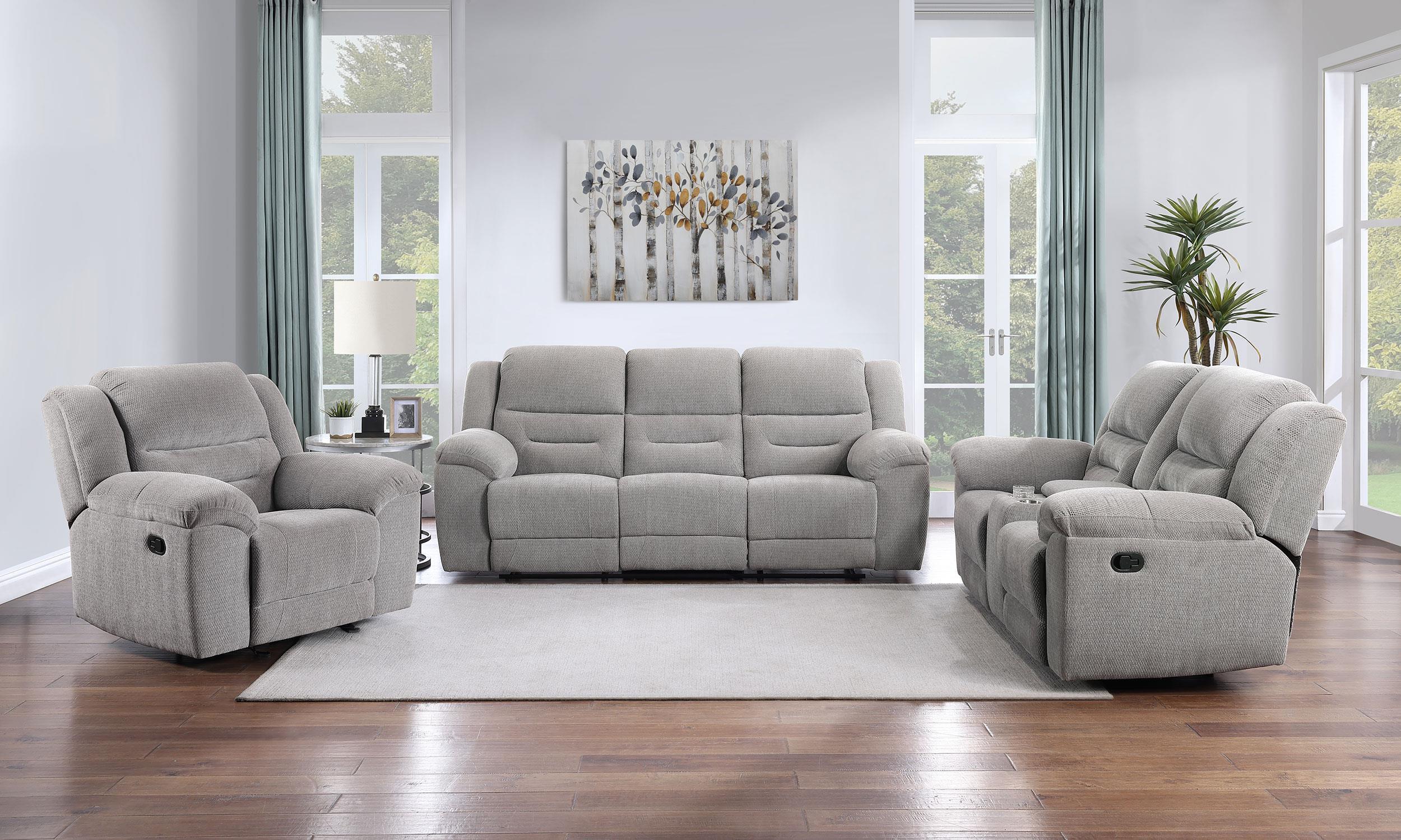 Grimm Gray Reclining Sofa Loveseat Recliner - Image 2