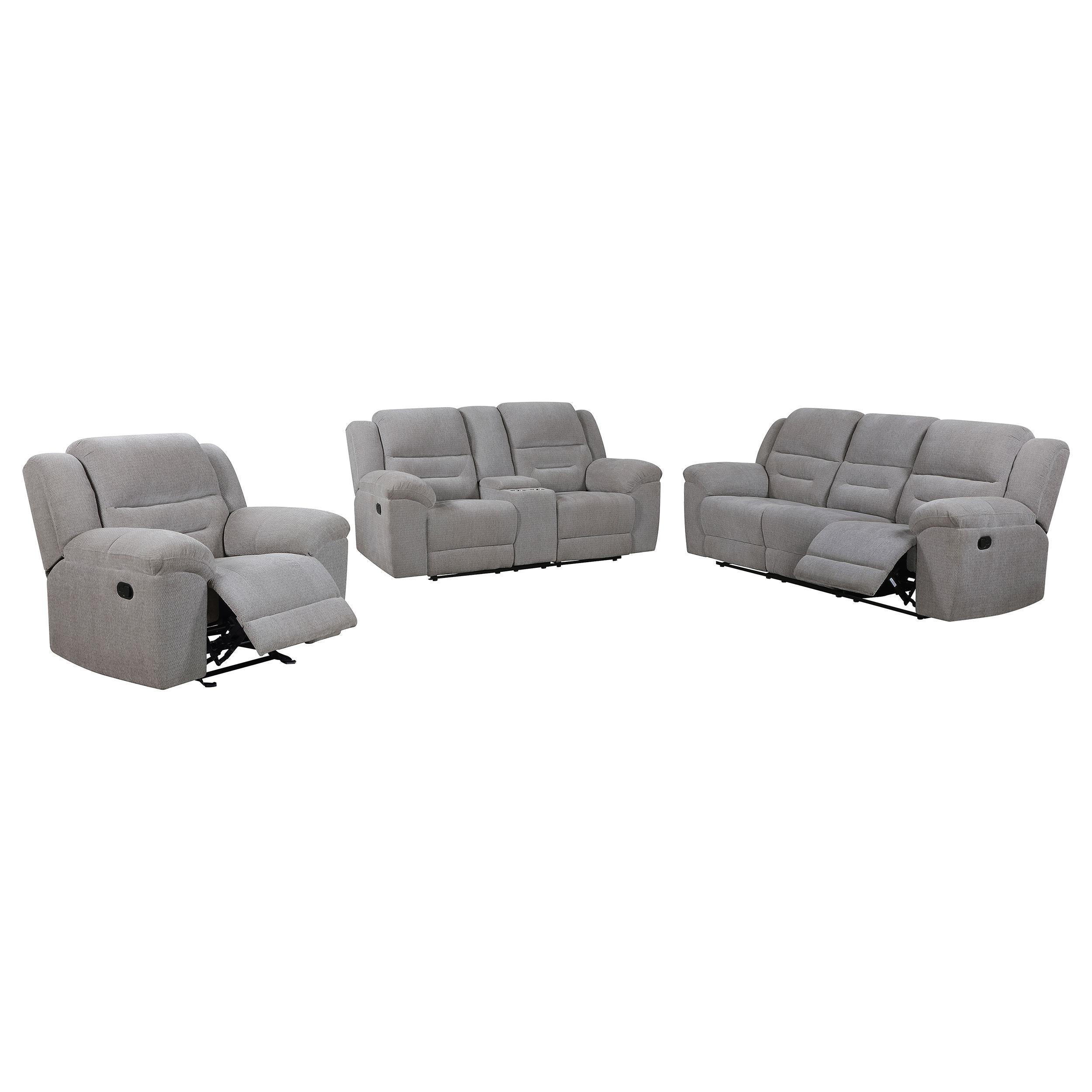 Grimm Gray Reclining Sofa Loveseat Recliner - Image 3