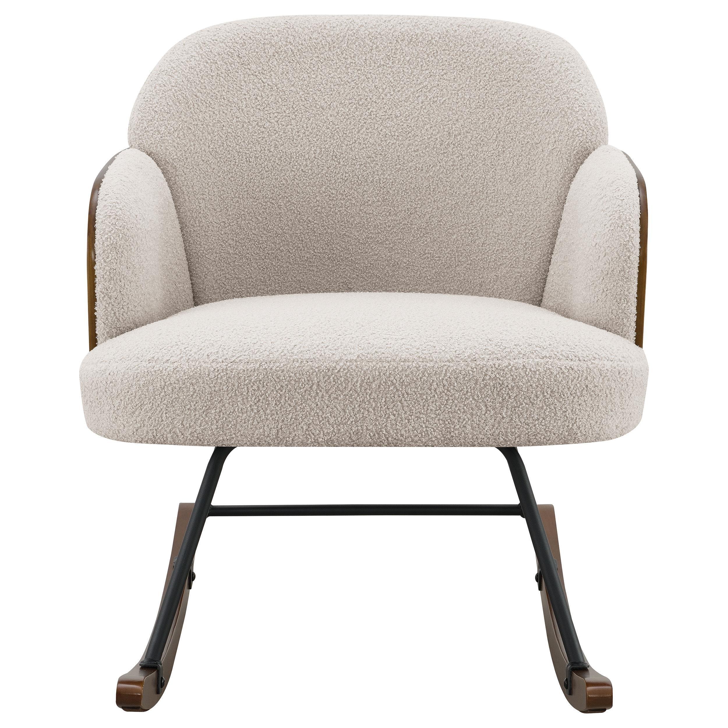 Paige Boucle Upholstered Mid Back Rocking Chair Beige - Image 3