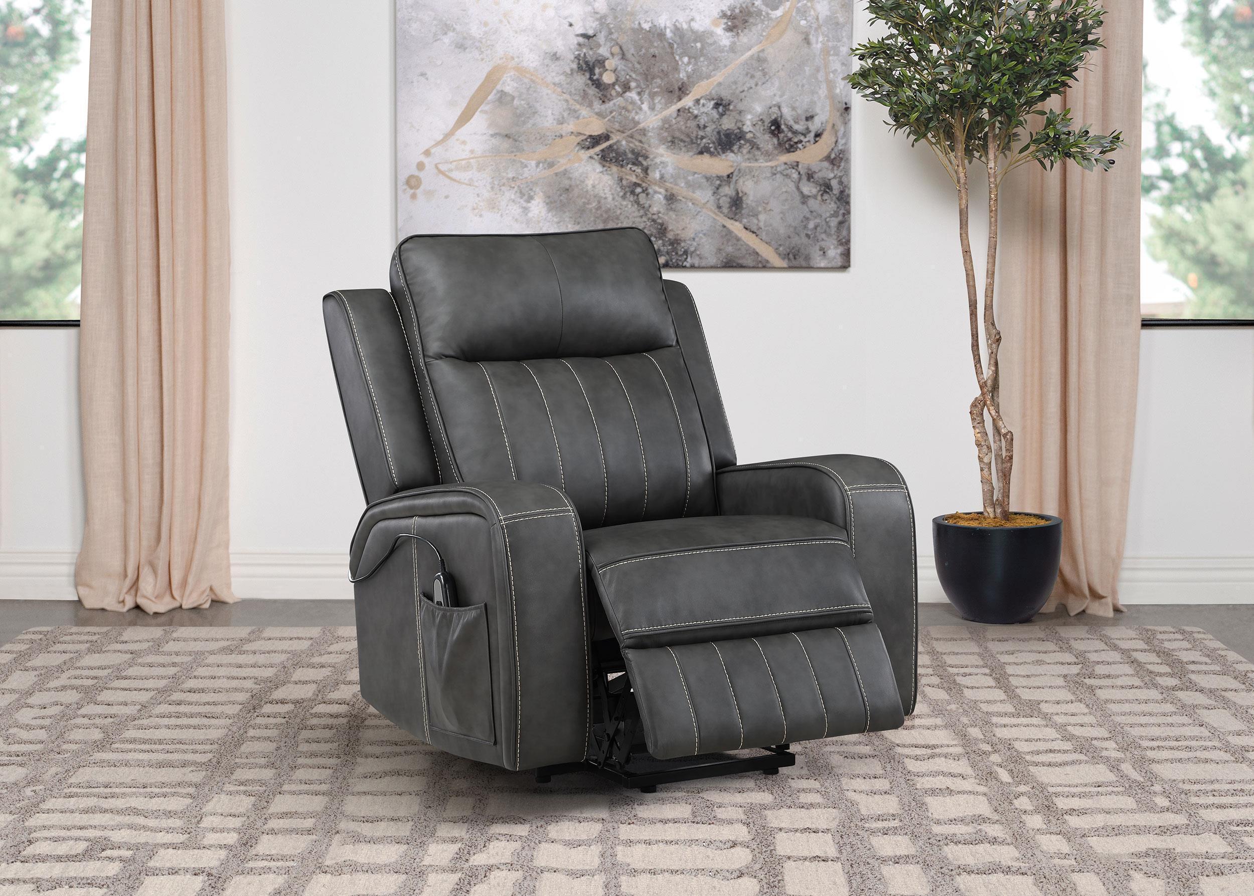 Raelynn Upholstered Power Lift Recliner Chair Grey - Image 2