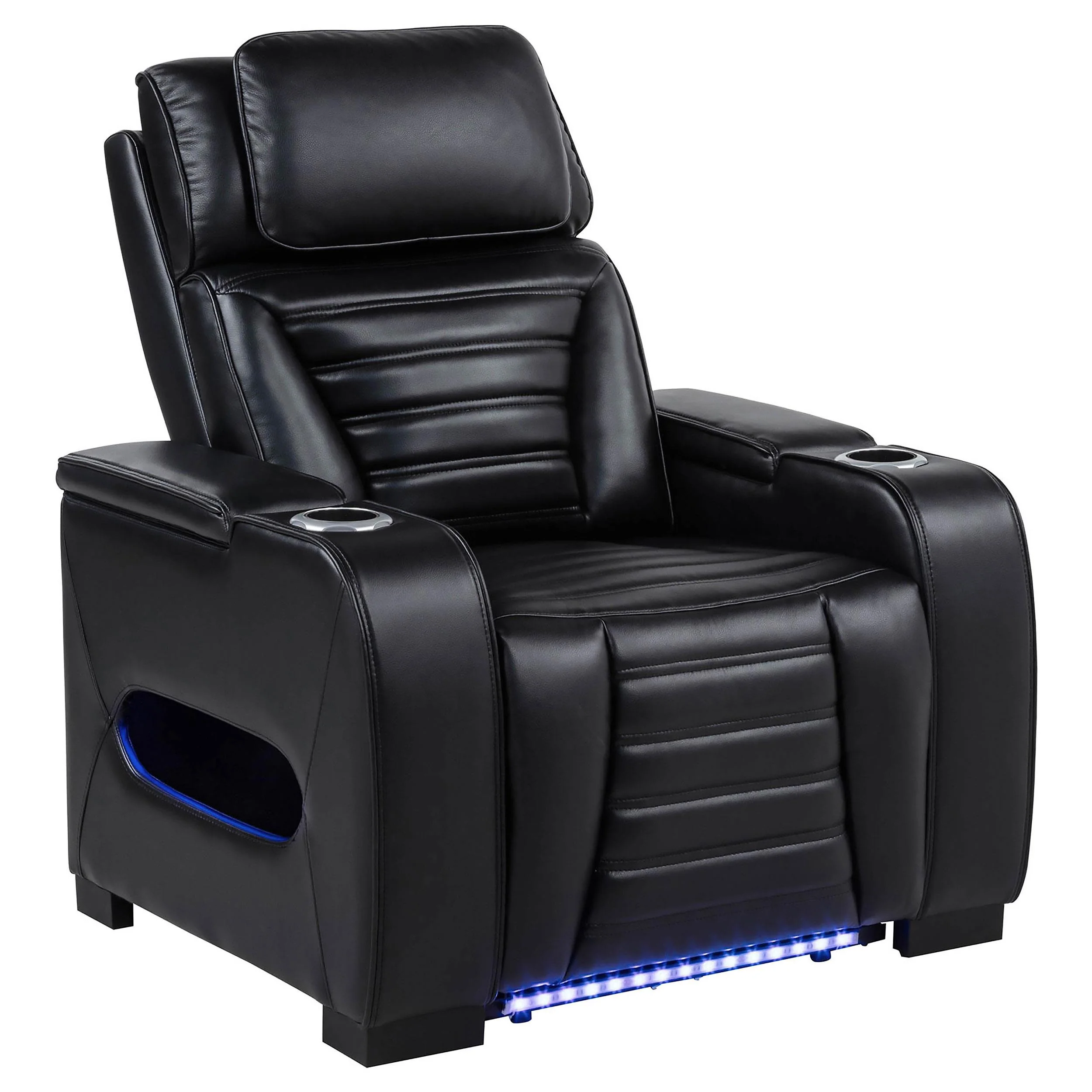 Zuma Faux Leather Upholstered Dual Power LED Recliner Black - Image 2