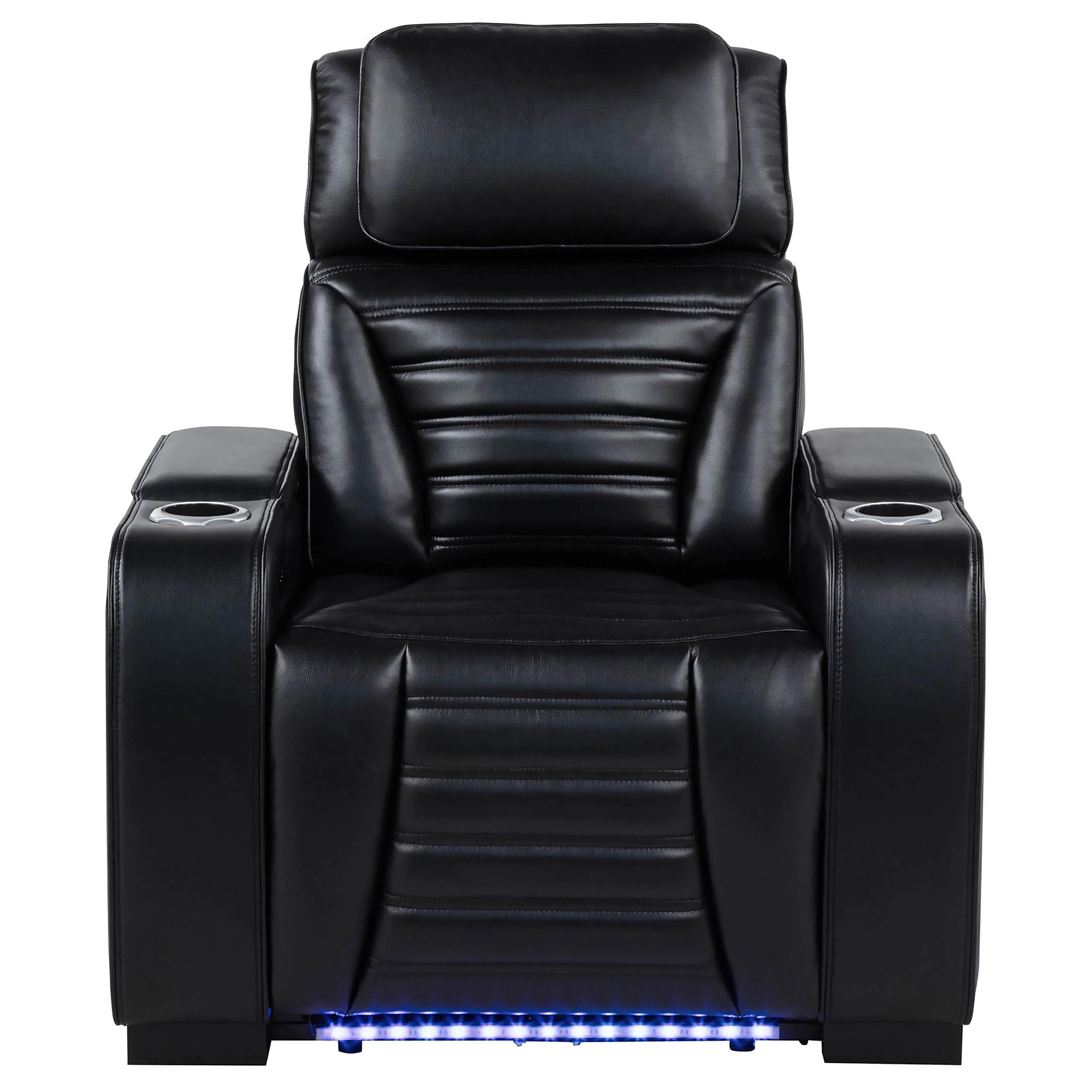 Zuma Faux Leather Upholstered Dual Power LED Recliner Black - Image 3