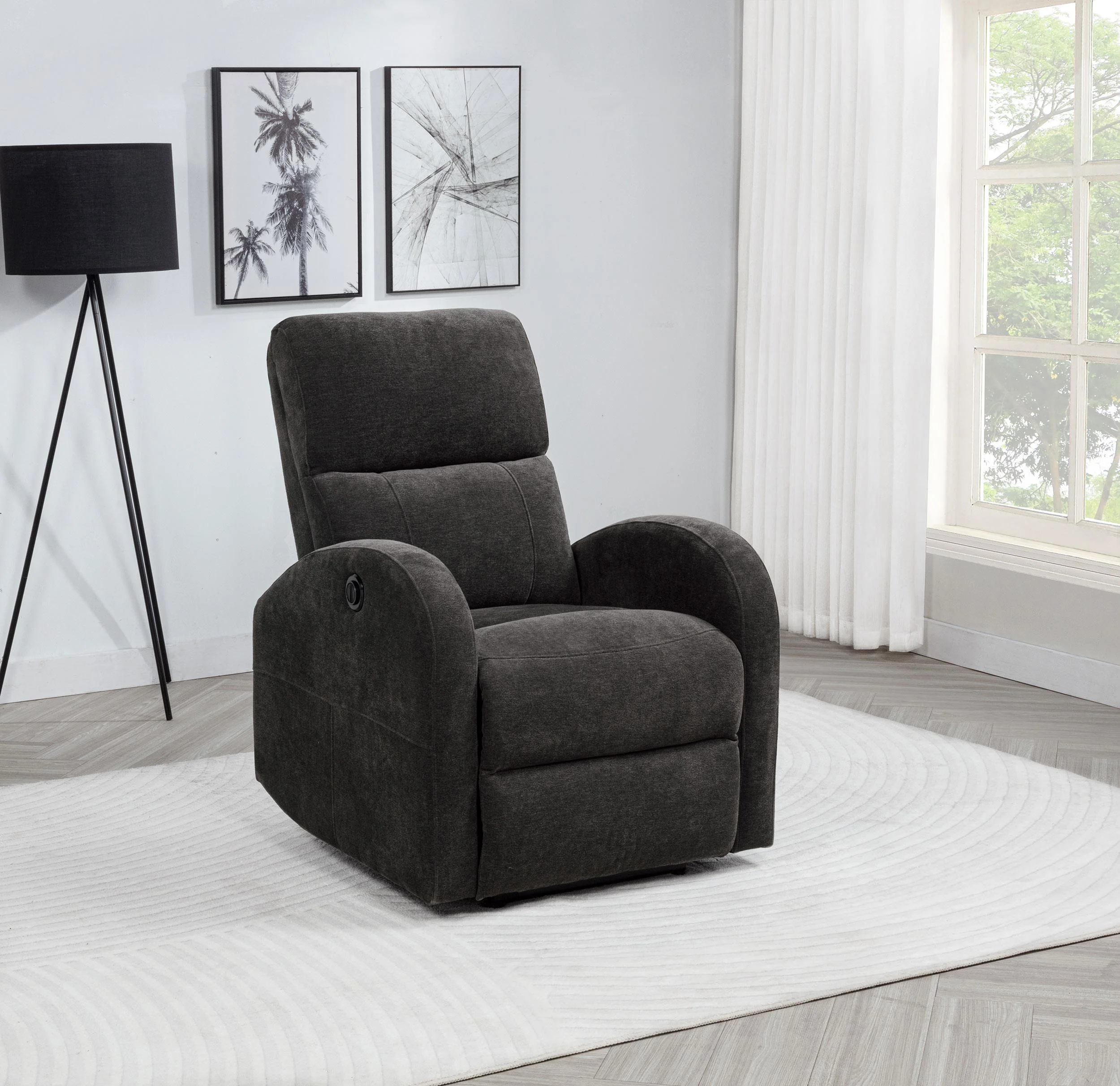 Grant Fabric Upholstered Power Recliner Chair Charcoal Grey - Image 2