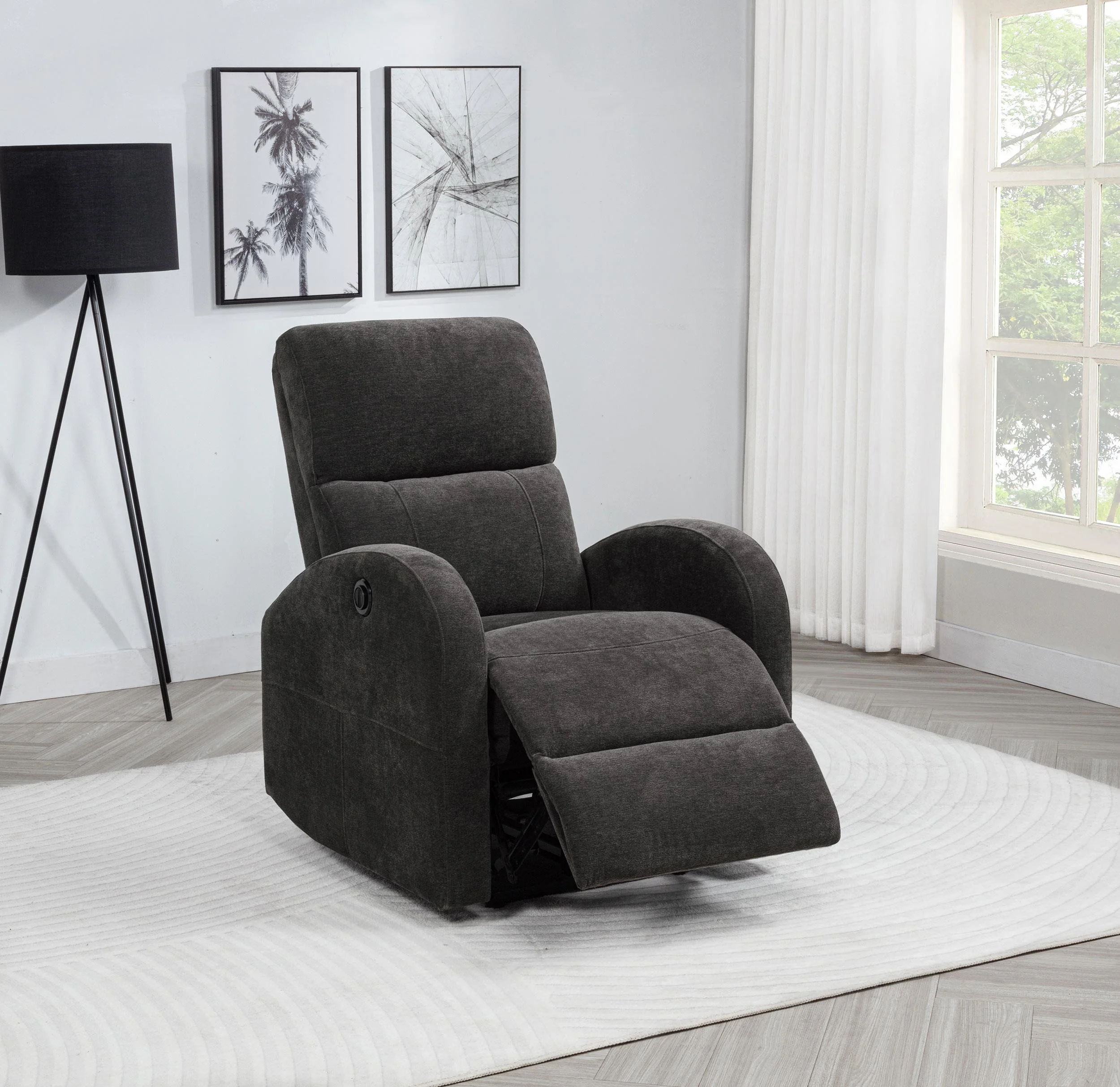 Grant Fabric Upholstered Power Recliner Chair Charcoal Grey - Image 3
