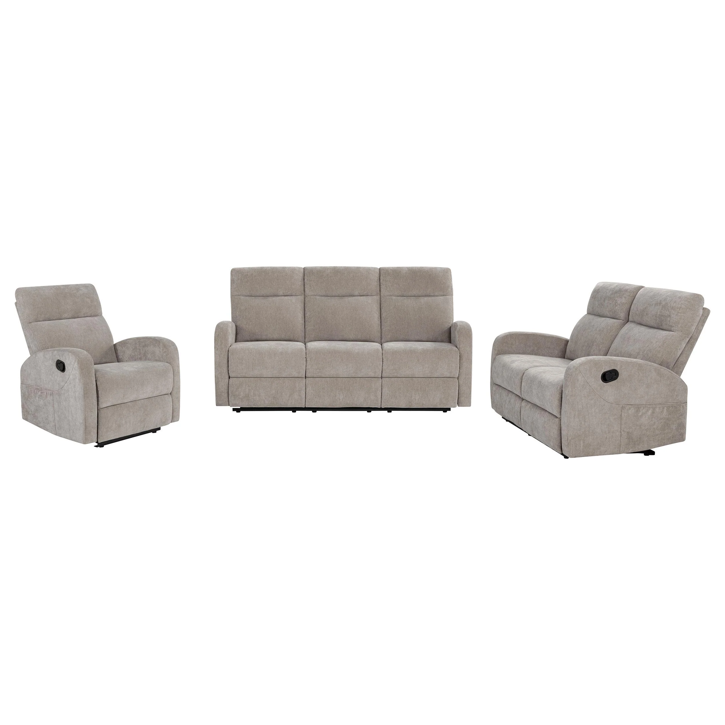 Hamilton 3-piece Chenille Manual Reclining Sofa Set Sand - Image 3