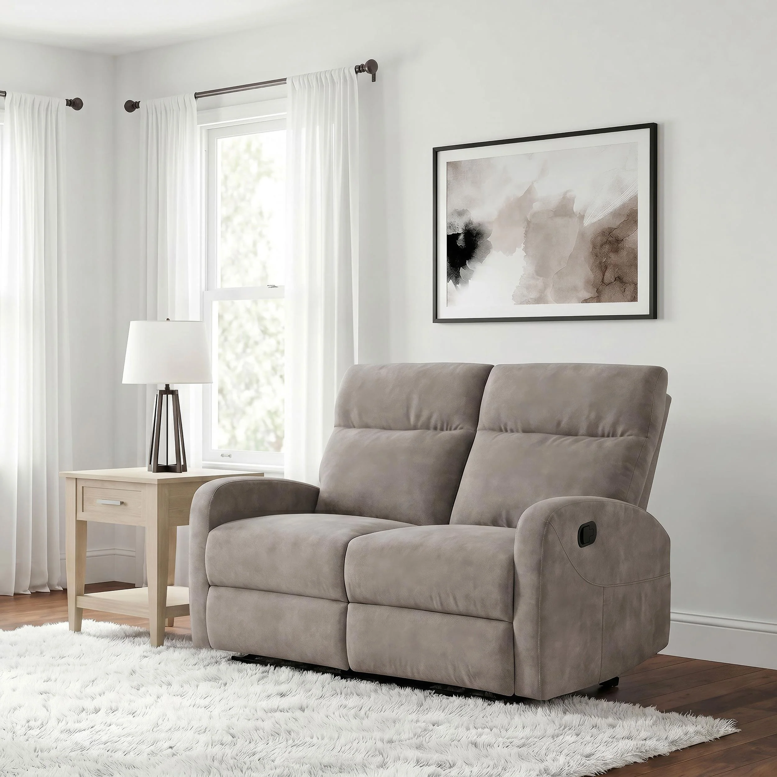 Hamilton Chenille Upholstered Manual Reclining Loveseat Sand - Image 2