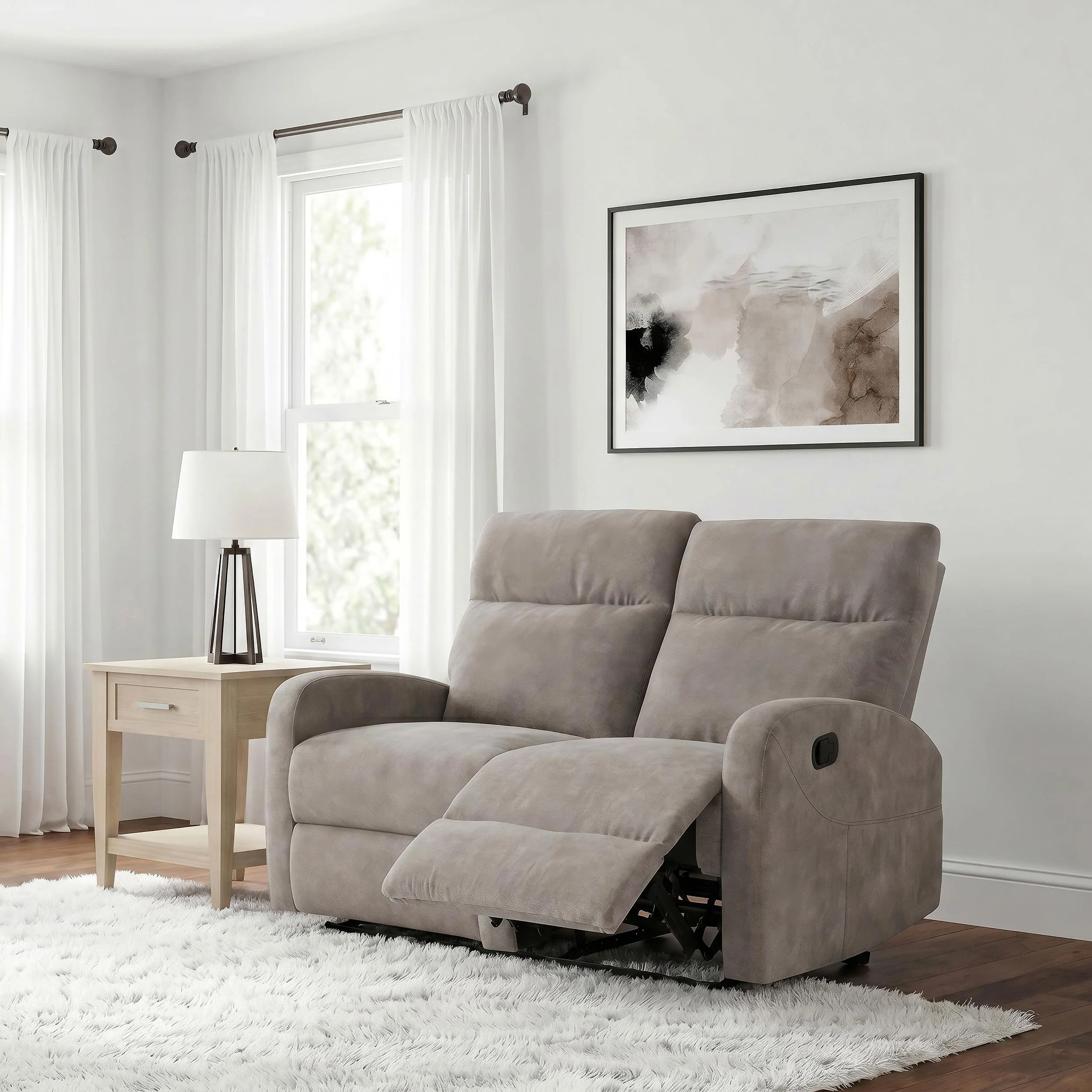 Hamilton Chenille Upholstered Manual Reclining Loveseat Sand - Image 3