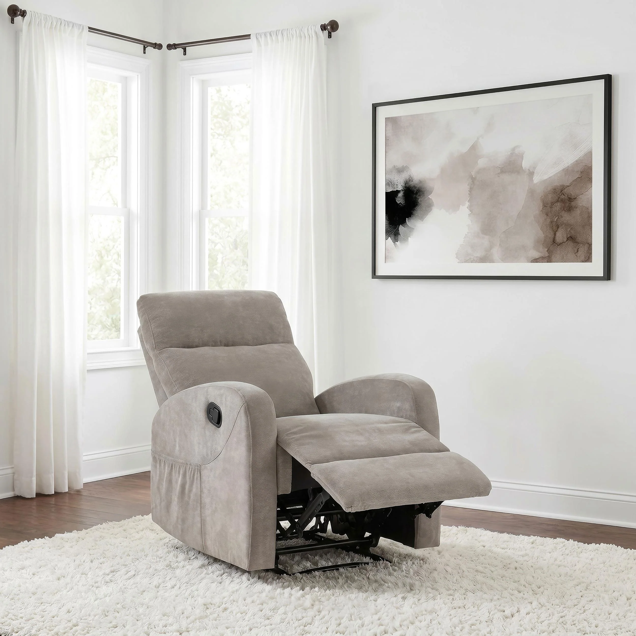 Hamilton Chenille Upholstered Manual Glider Recliner Sand - Image 3