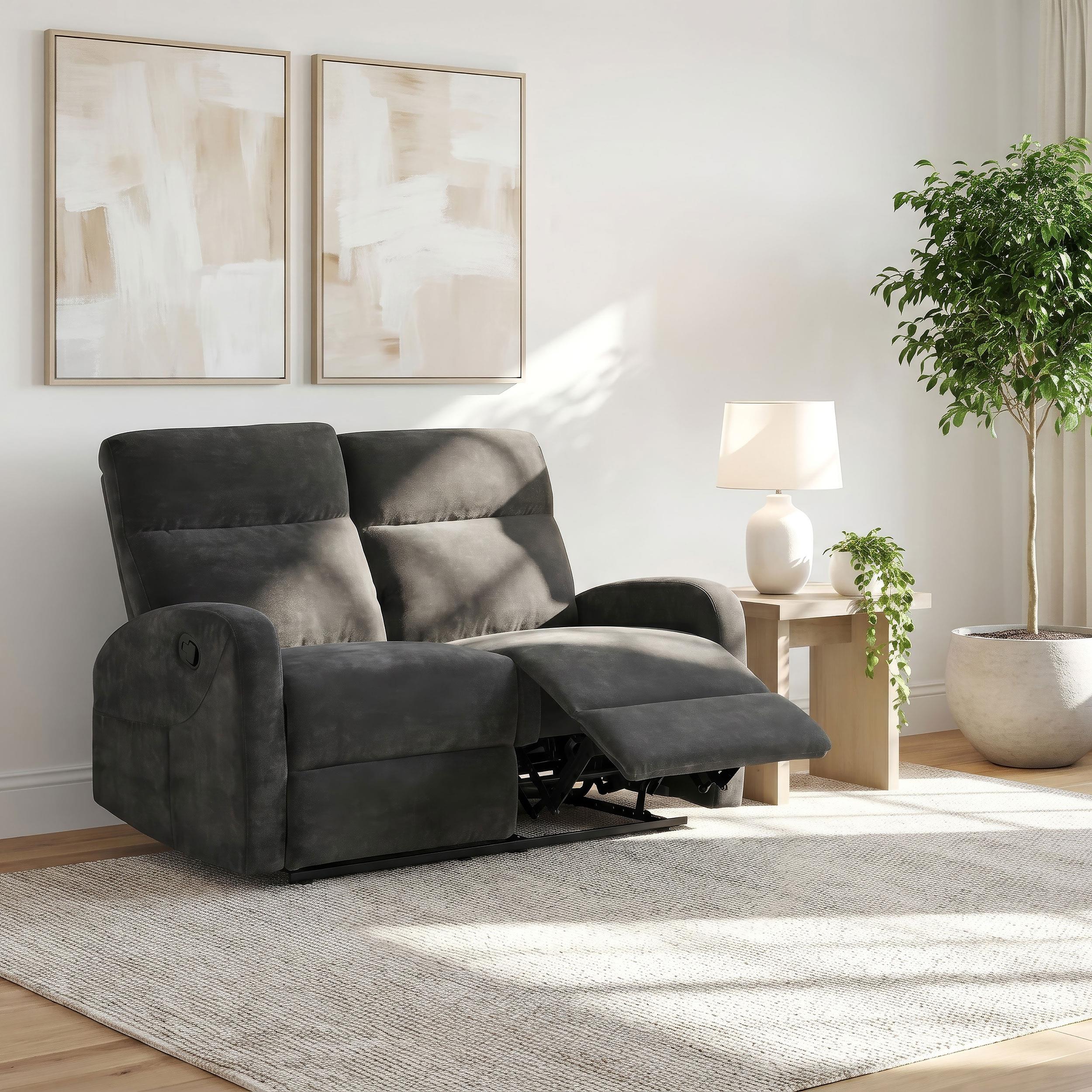 Hamilton Chenille Upholstered Manual Reclining Loveseat Charcoal Grey - Image 3
