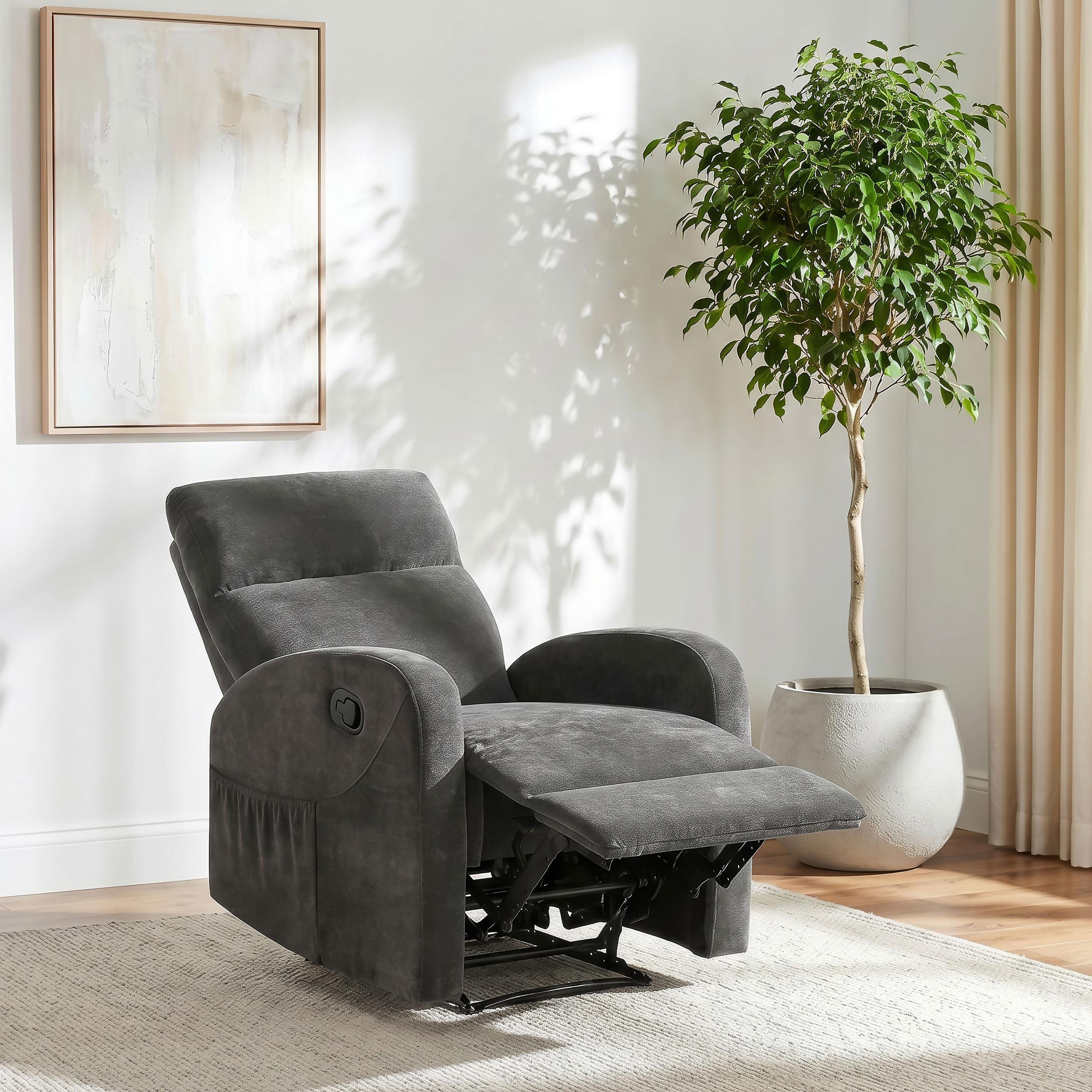 Hamilton Chenille Upholstered Manual Glider Recliner Charcoal Grey - Image 3